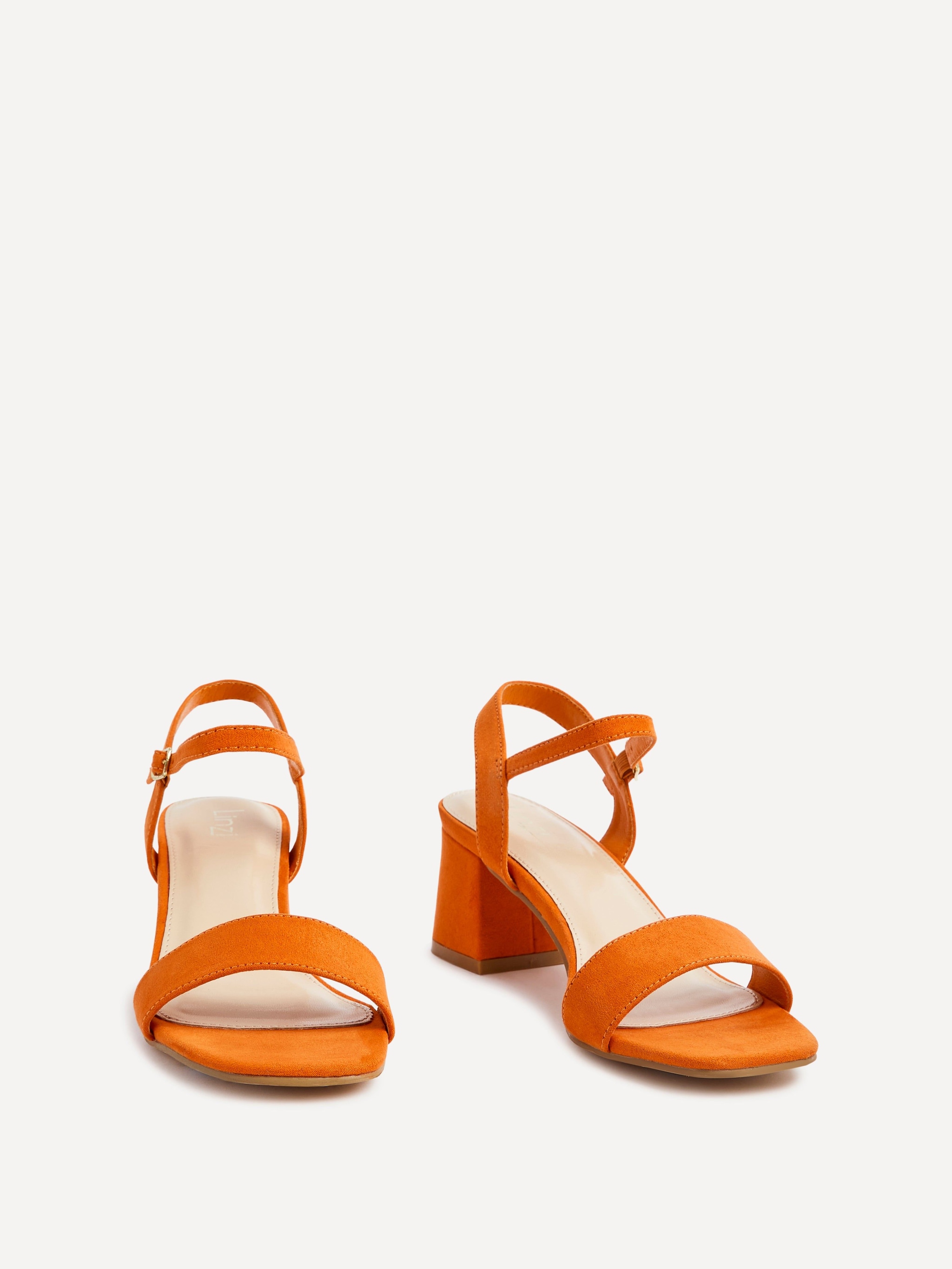 Linzi Darcie Orange Faux Suede Low Chunky Block Heeled Sandal image 3