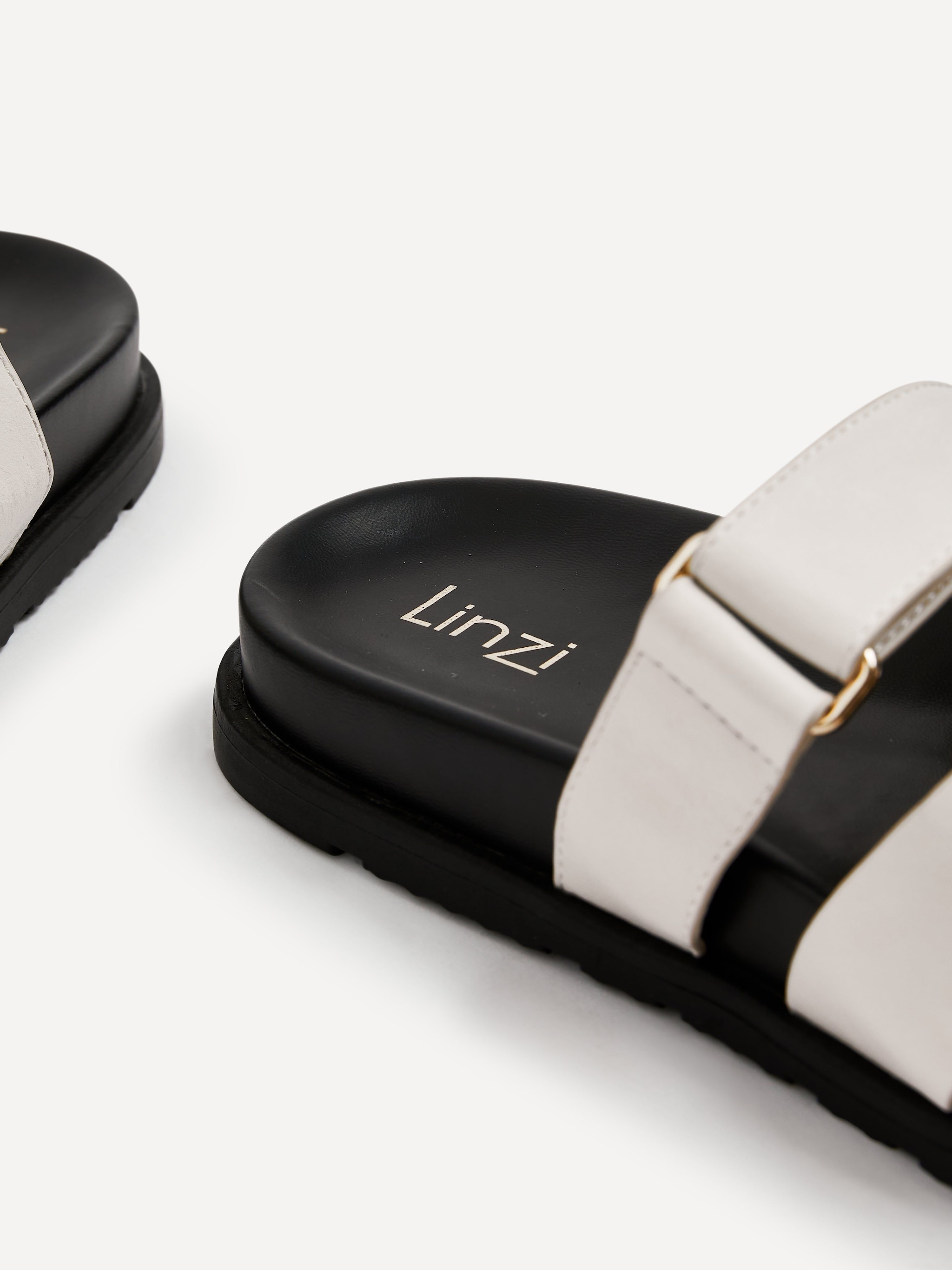 Linzi Emmy White Faux Leather Footbed Linked Design Sandal image 5