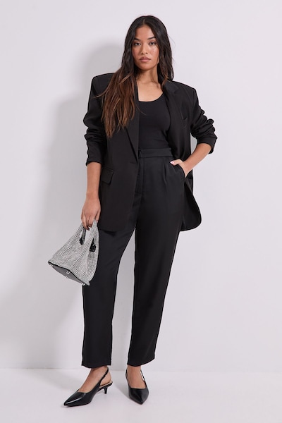 Dorothy Perkins Petite Satin Tapered Trouser Black