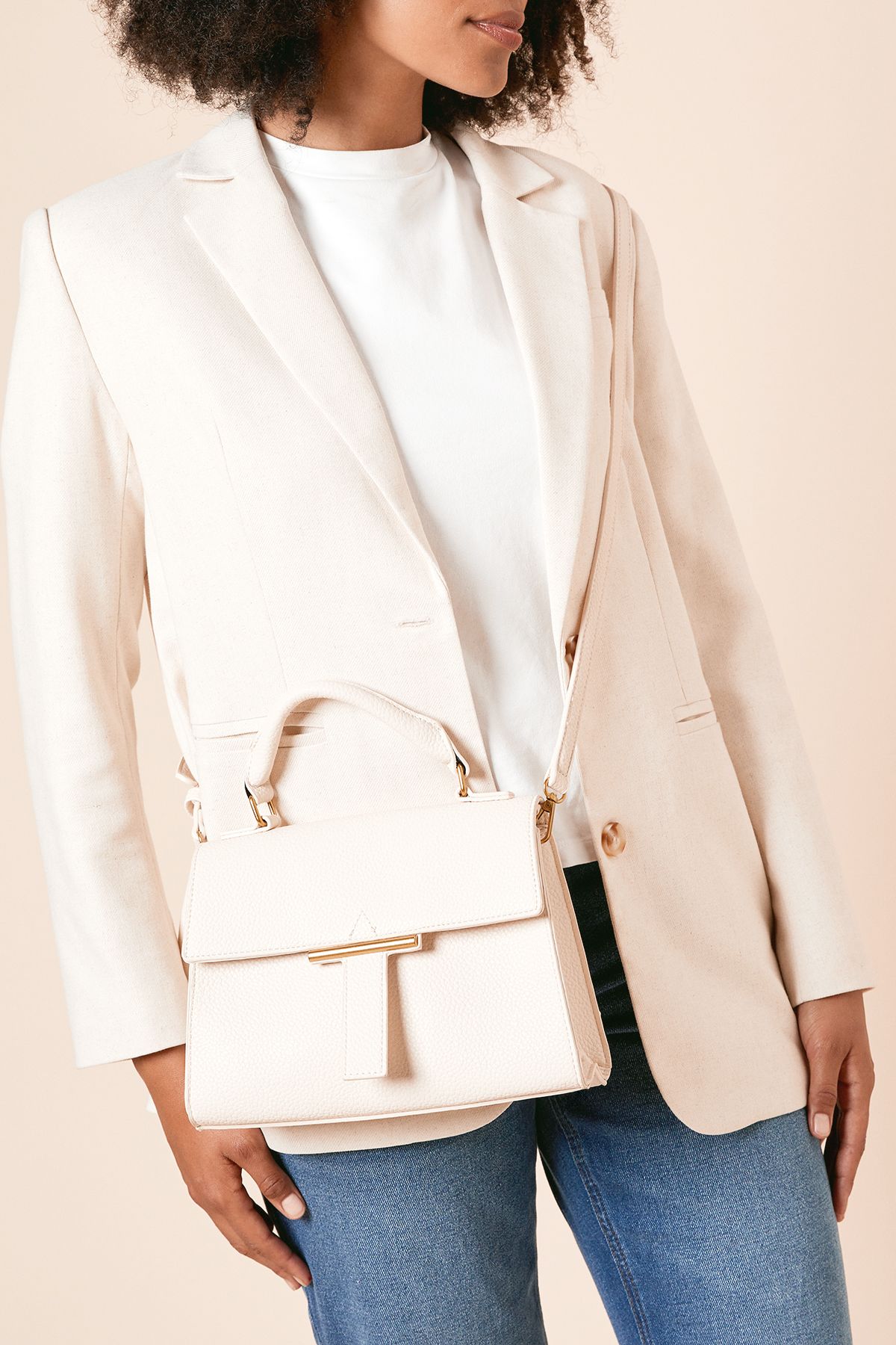 Dorothy Perkins Florence Grab Bag With Gold Hardware And Crossbody Strap Neutral image 2