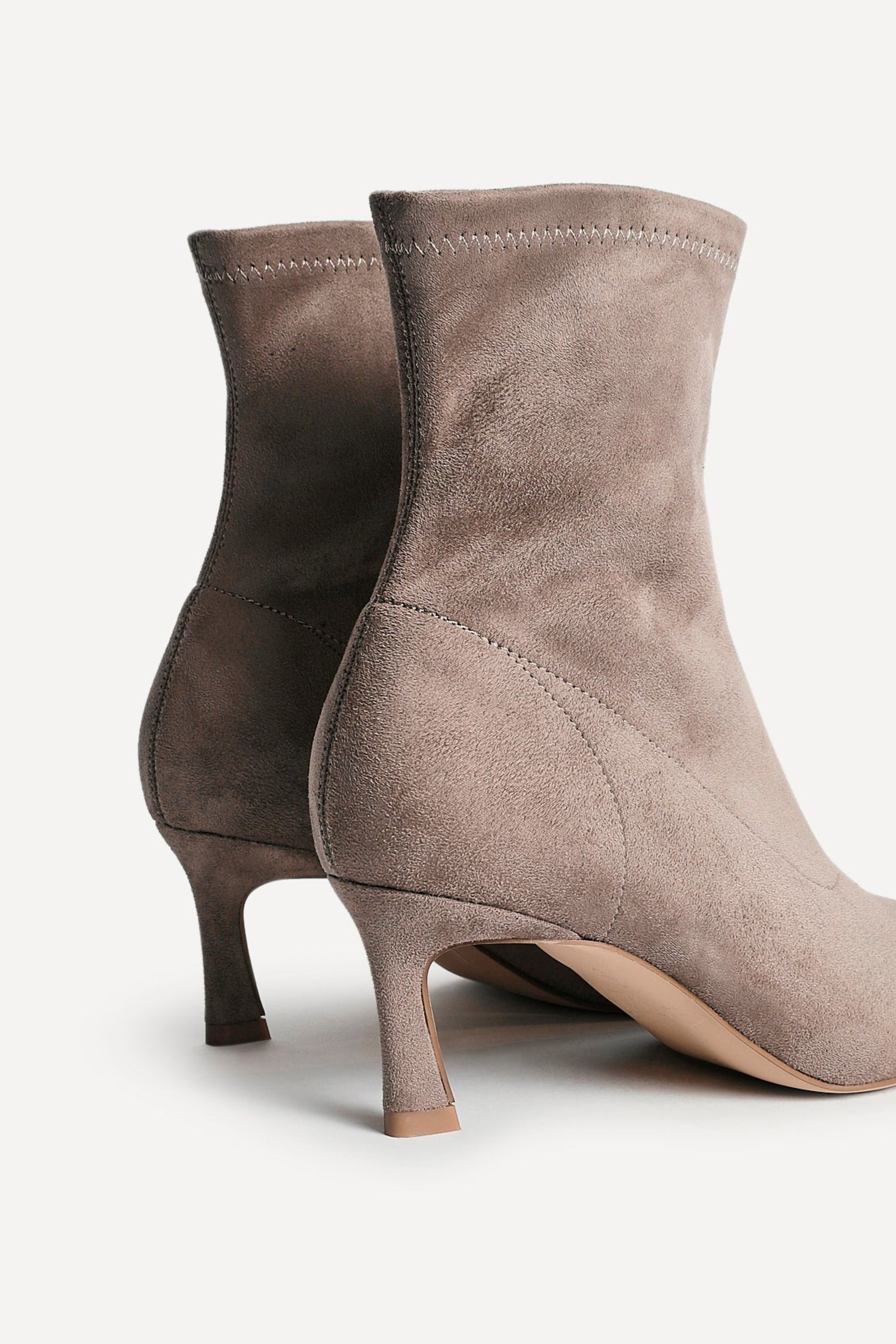 Linzi Upgrade Mocha Faux Suede Kitten Heel Sock Ankle Boot image 4