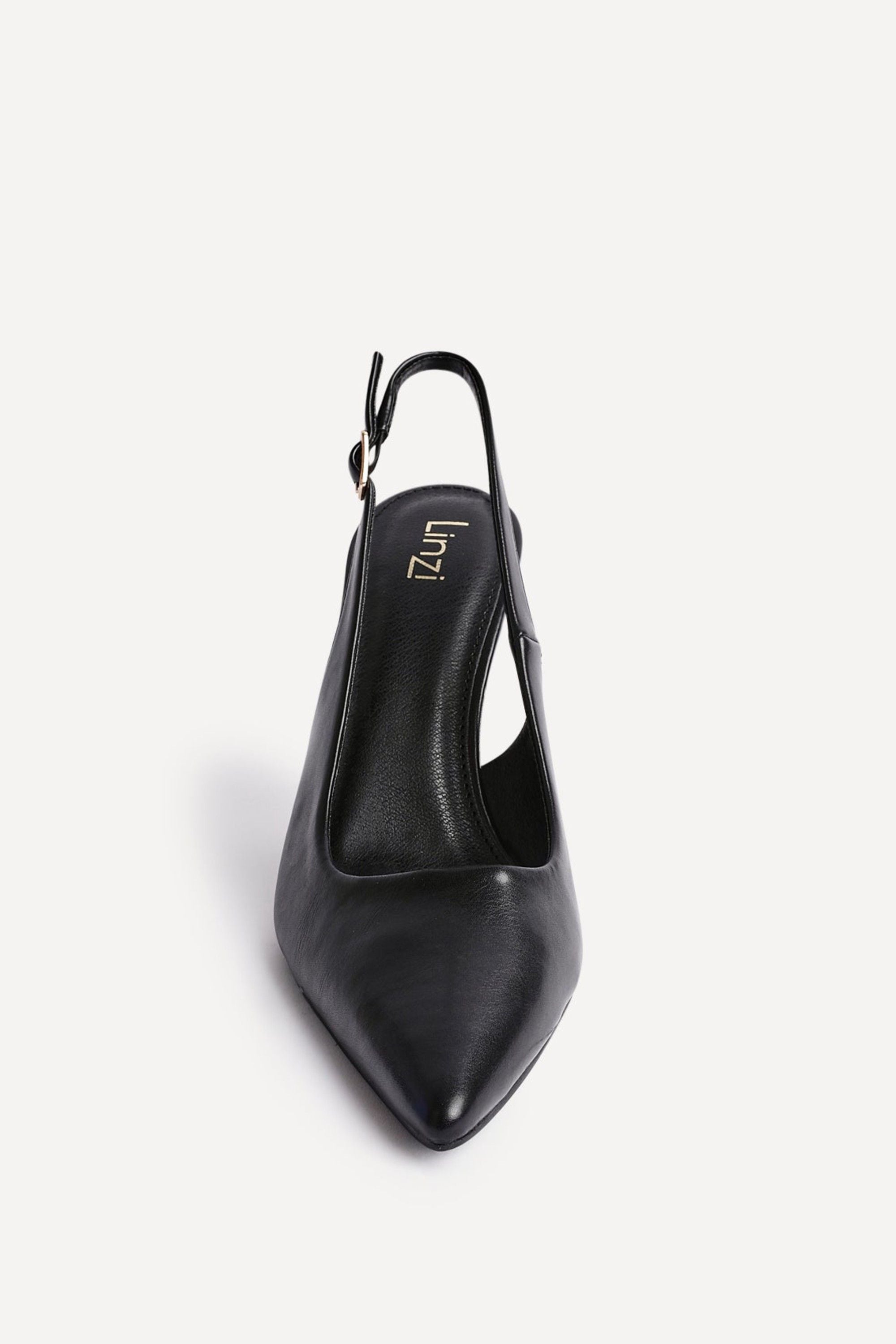 Linzi Una Black Faux Leather Sling Back Court Heel image 4