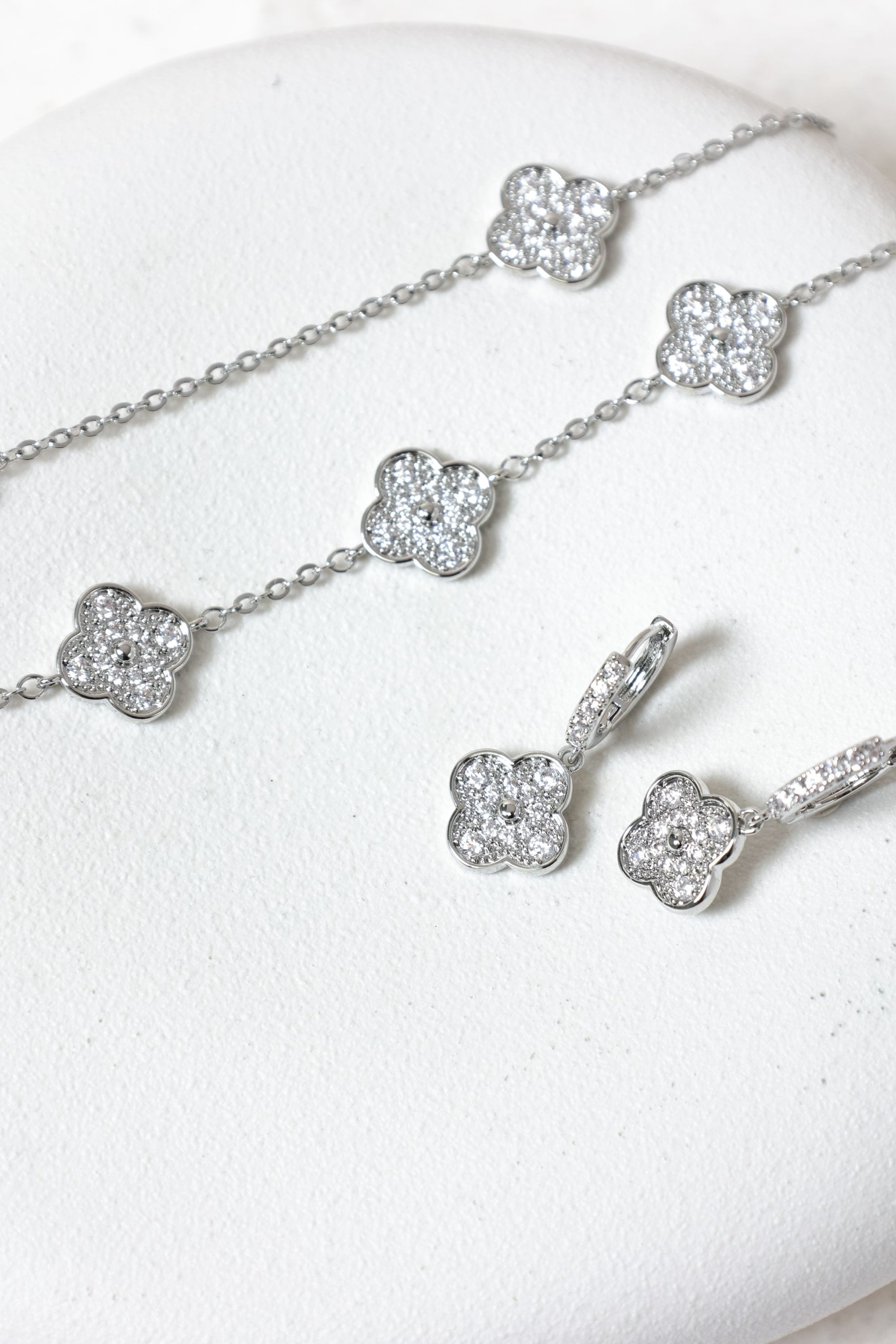 Jon Richard Rhodium Plated and Pave Clover Necklace image 5