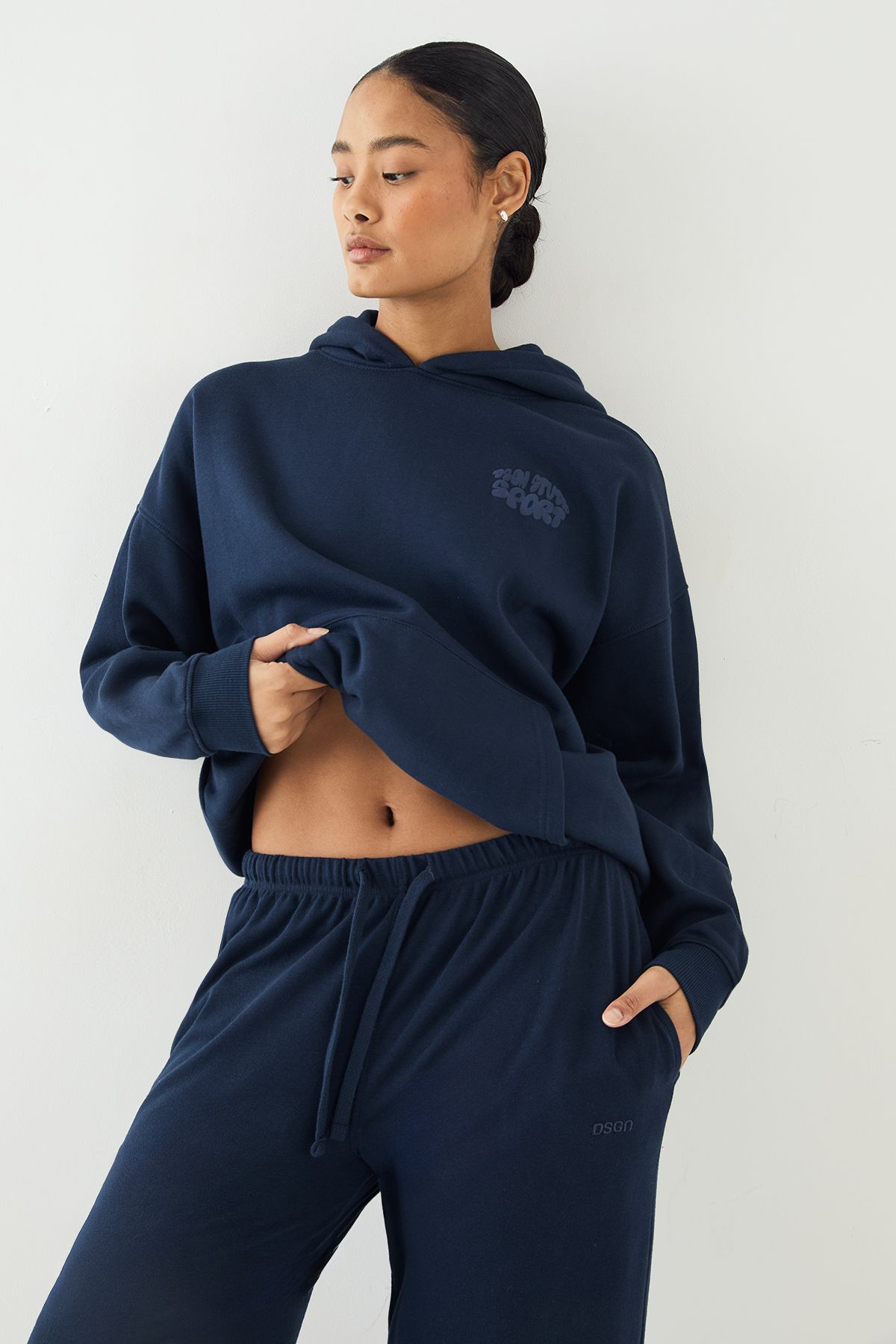 DSGN Studio DSGN Studio Sport Bubble Print Oversized Hoodie Navy