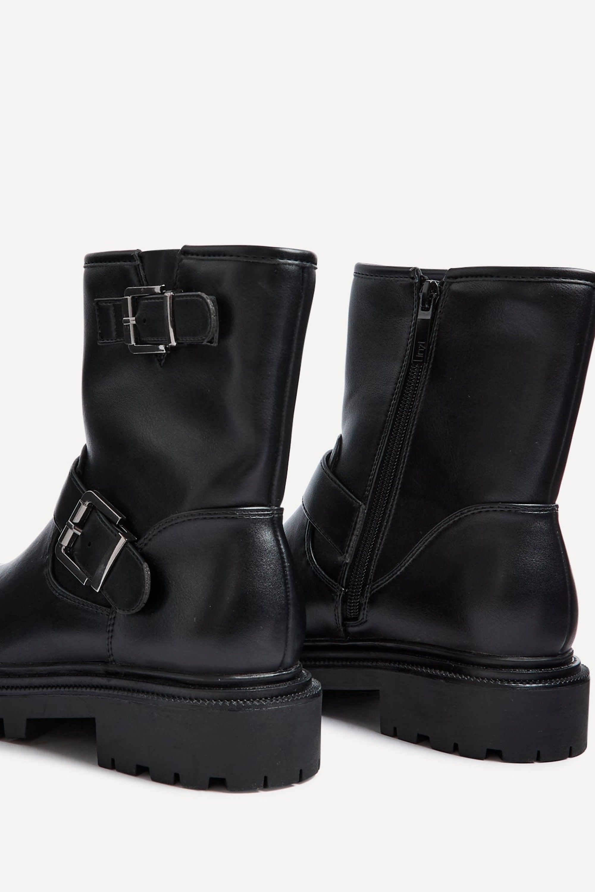 Linzi Trinity Black Faux Leather Biker Style Boot image 5