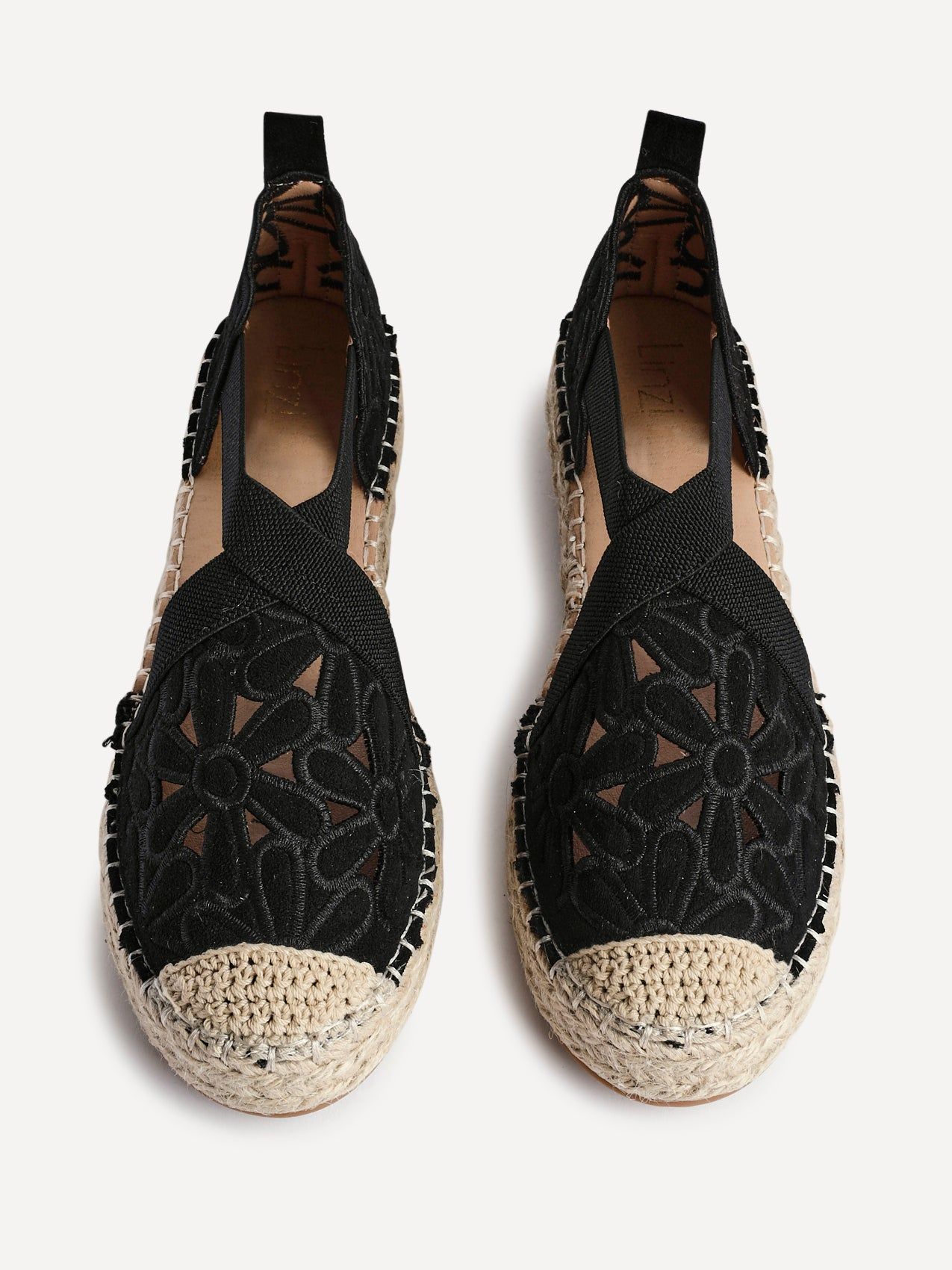 Linzi Jillian Black Faux Suede Flower Cut Out Espadrille Sandal image 5