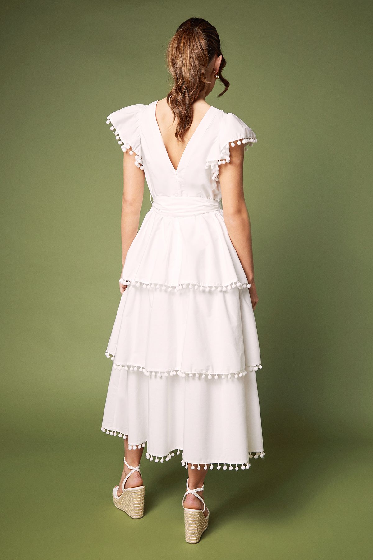 Coast Pom Pom Trim Dress White image 3