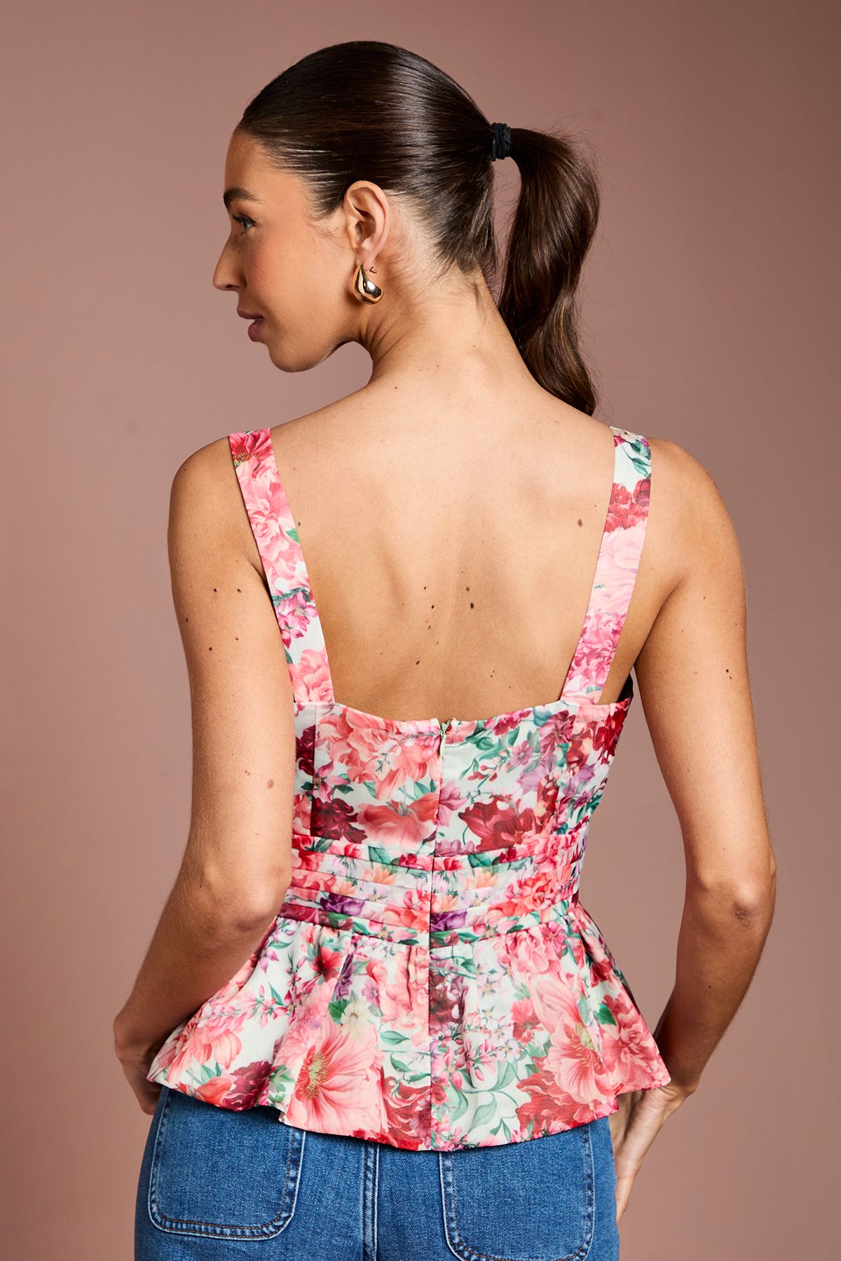 Coast Organza Floral Ruffle Fan Detail Top Sage image 3