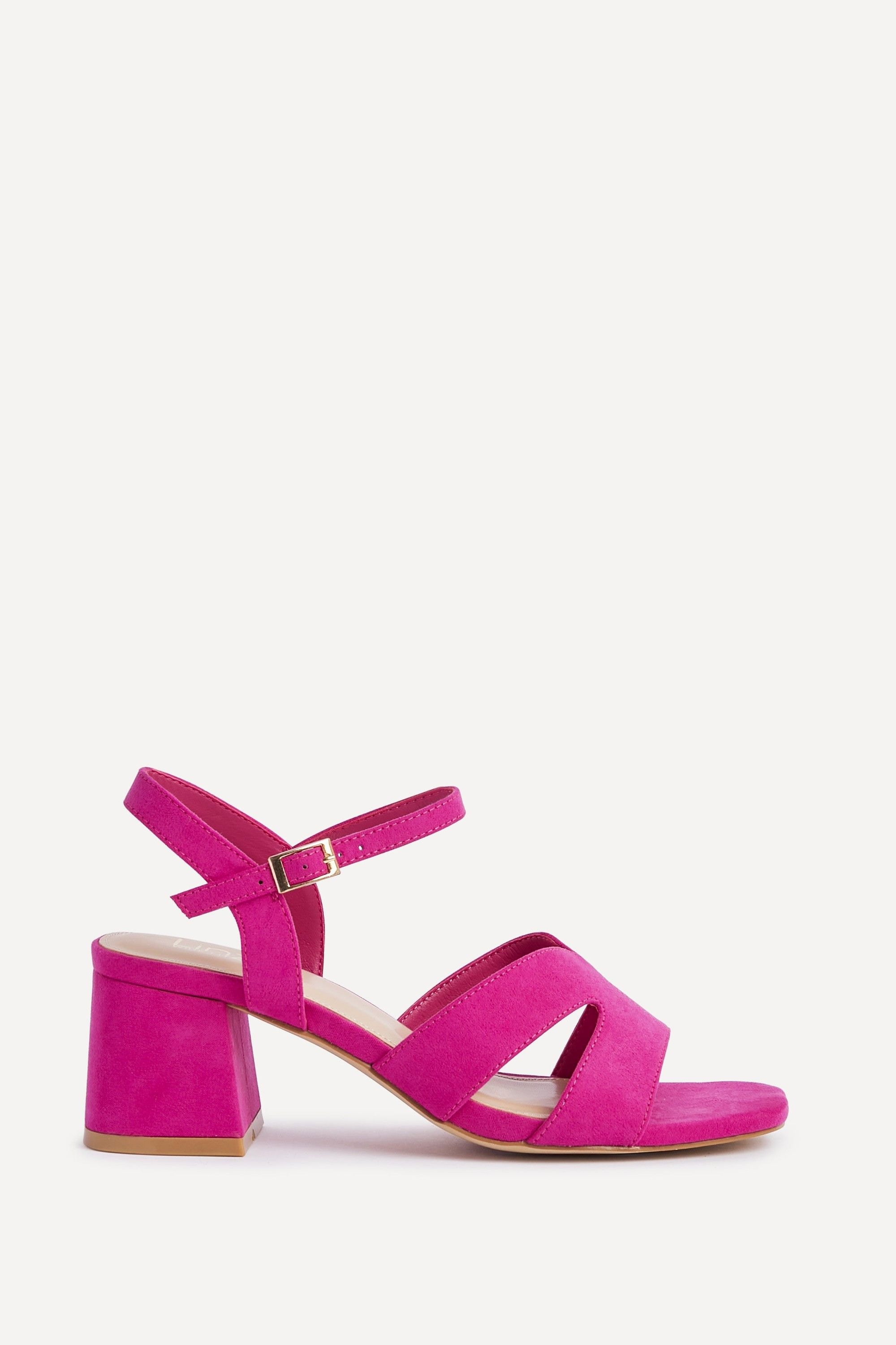 Linzi Empire Wide Fit Fuchsia Faux Suede Link Detail Block Heels image 1