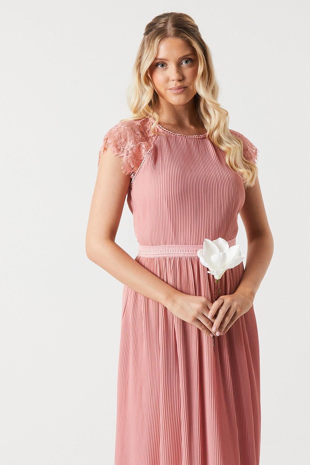 Oasis Delicate Lace Bodice Maxi Bridesmaid Dress Blush image 2