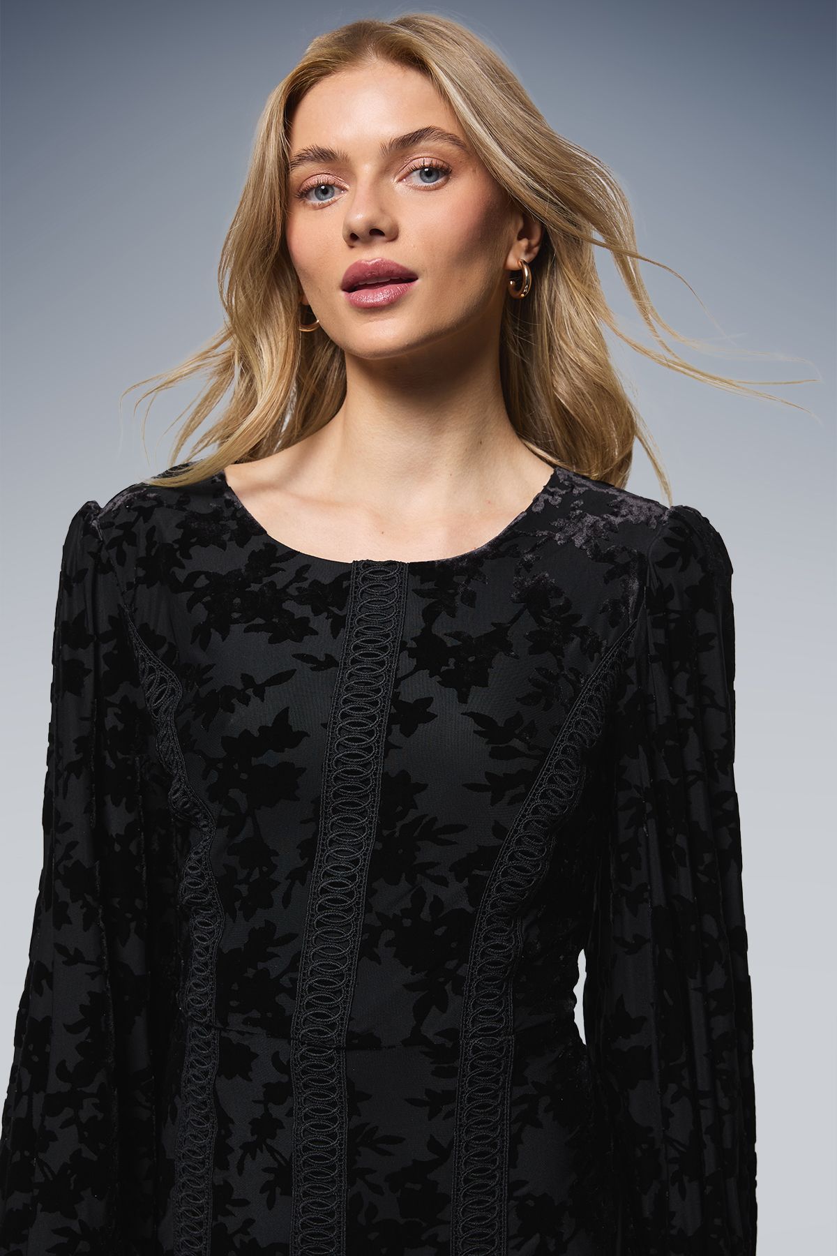 Oasis Trim Panelled Boho Maxi Dress Black image 2