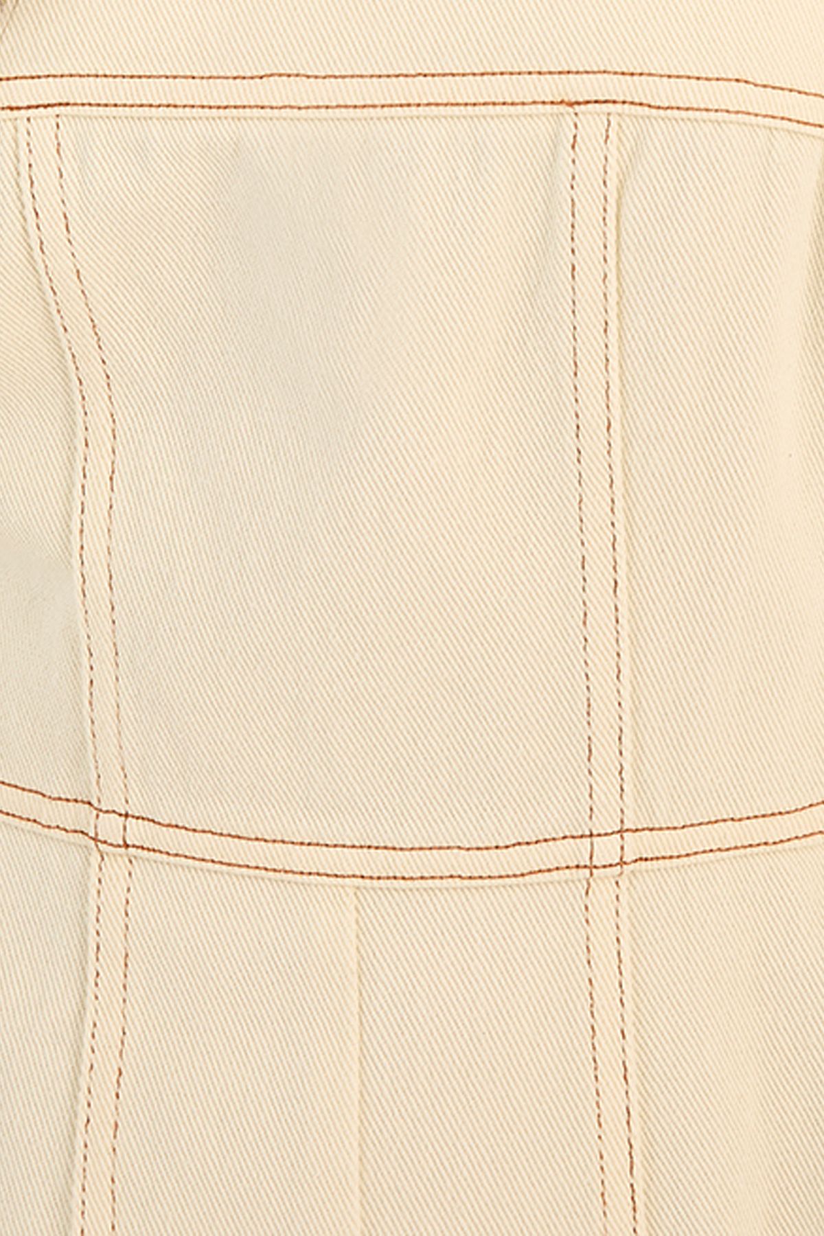 NastyGal Strappy Seam Detail Wide Leg Denim Jumpsuit Ecru image 5