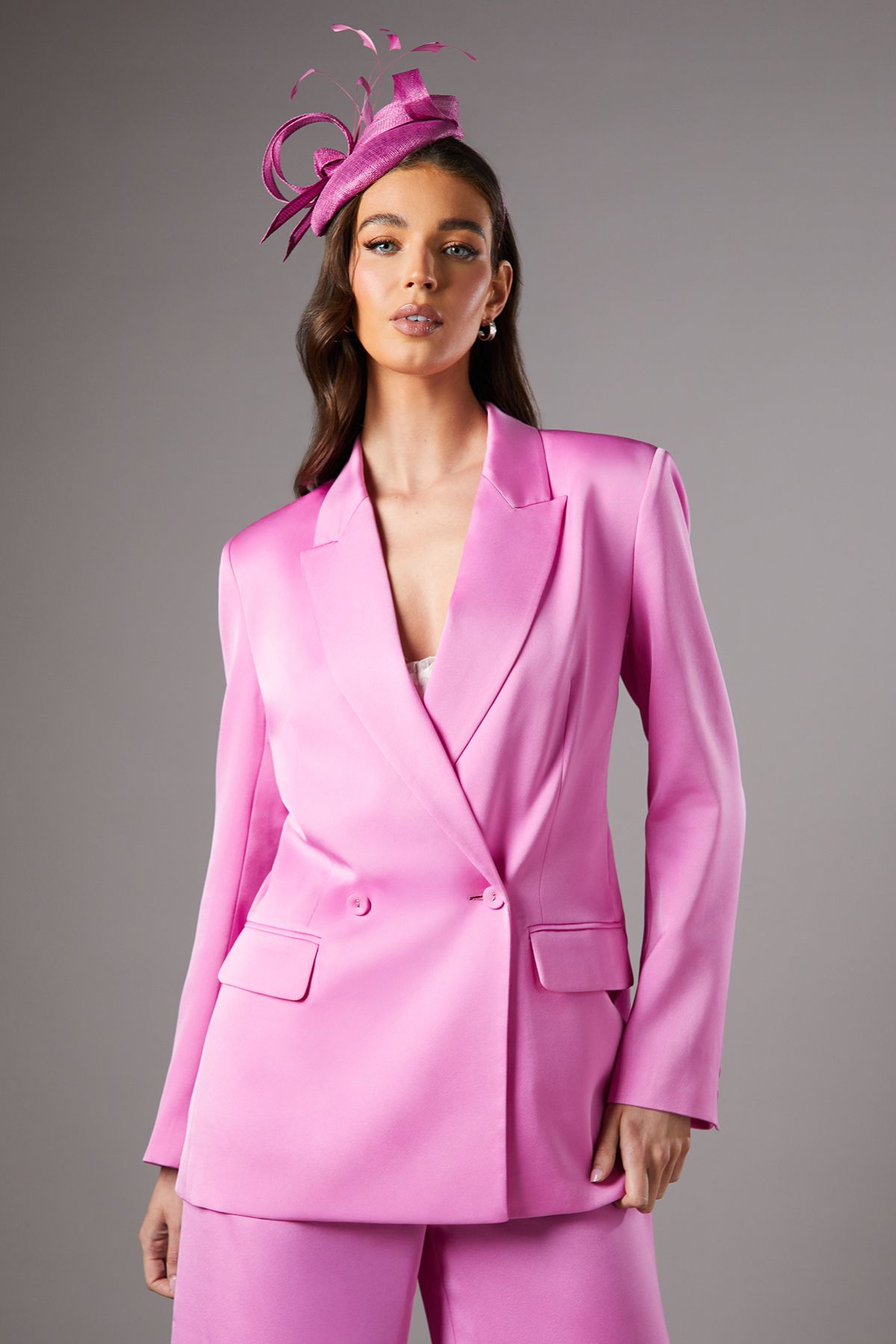 Coast Satin Double Breasted Blazer Magenta image 1