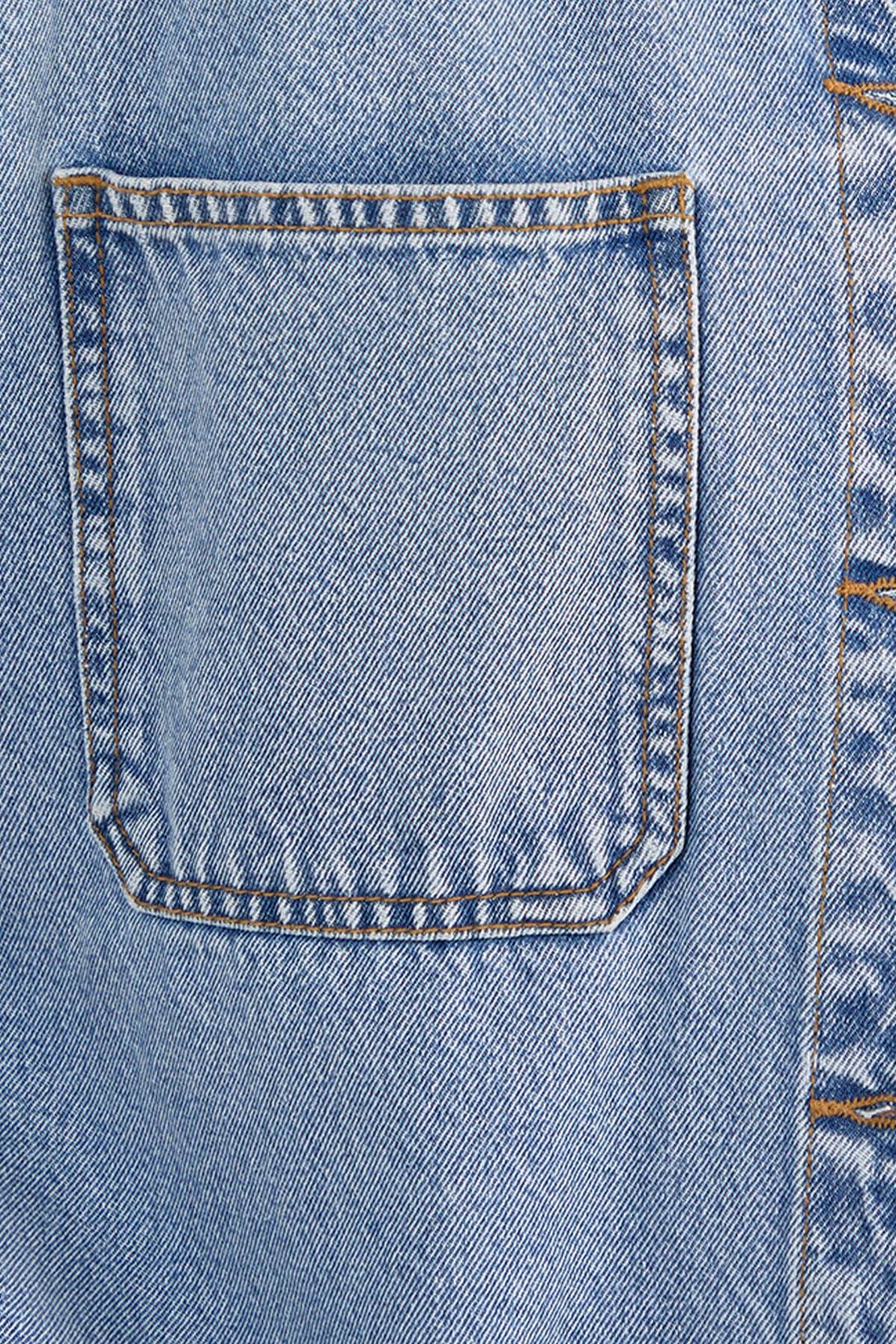 NastyGal Denim Boxy Short Sleeve Shirt Vintage Wash image 5