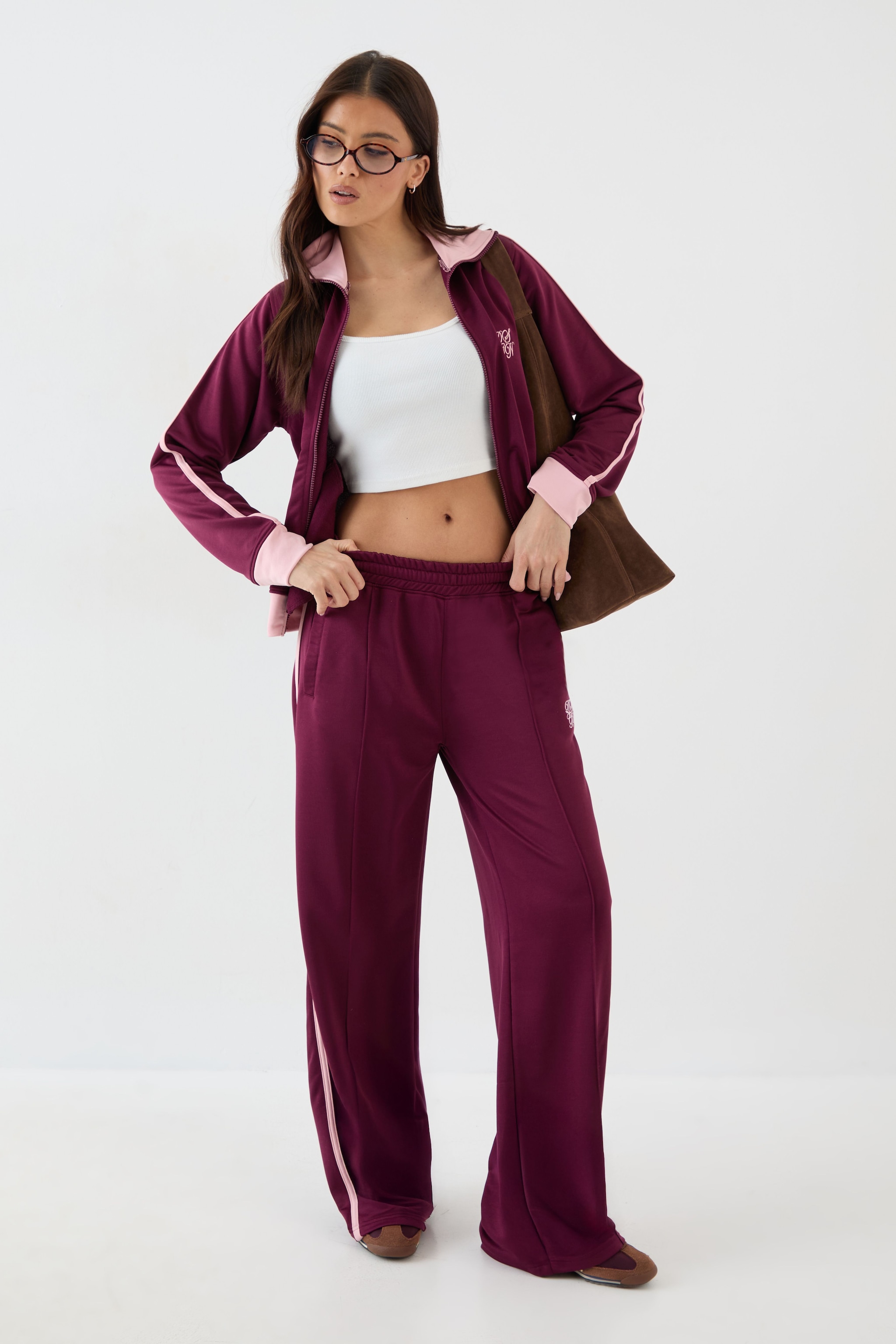DSGN Studio DSGN Studio Tricot Contrast Straight Leg Jogger Plum image 1