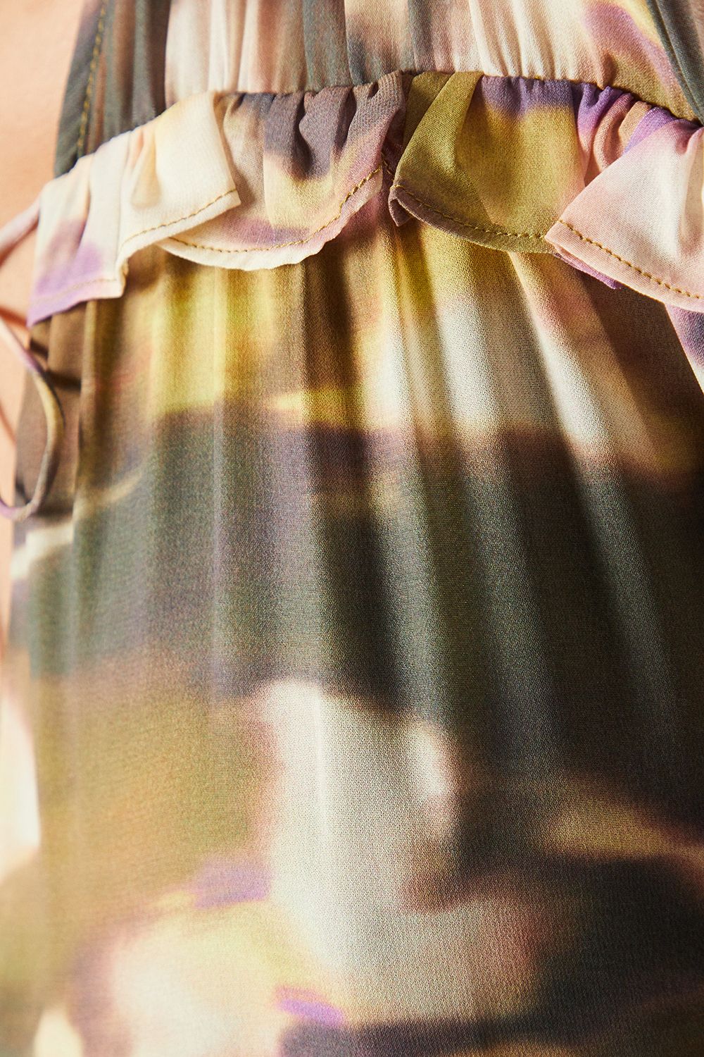 Warehouse Georgette Tie Neck Tier Hem Midaxi Dress Multi image 5