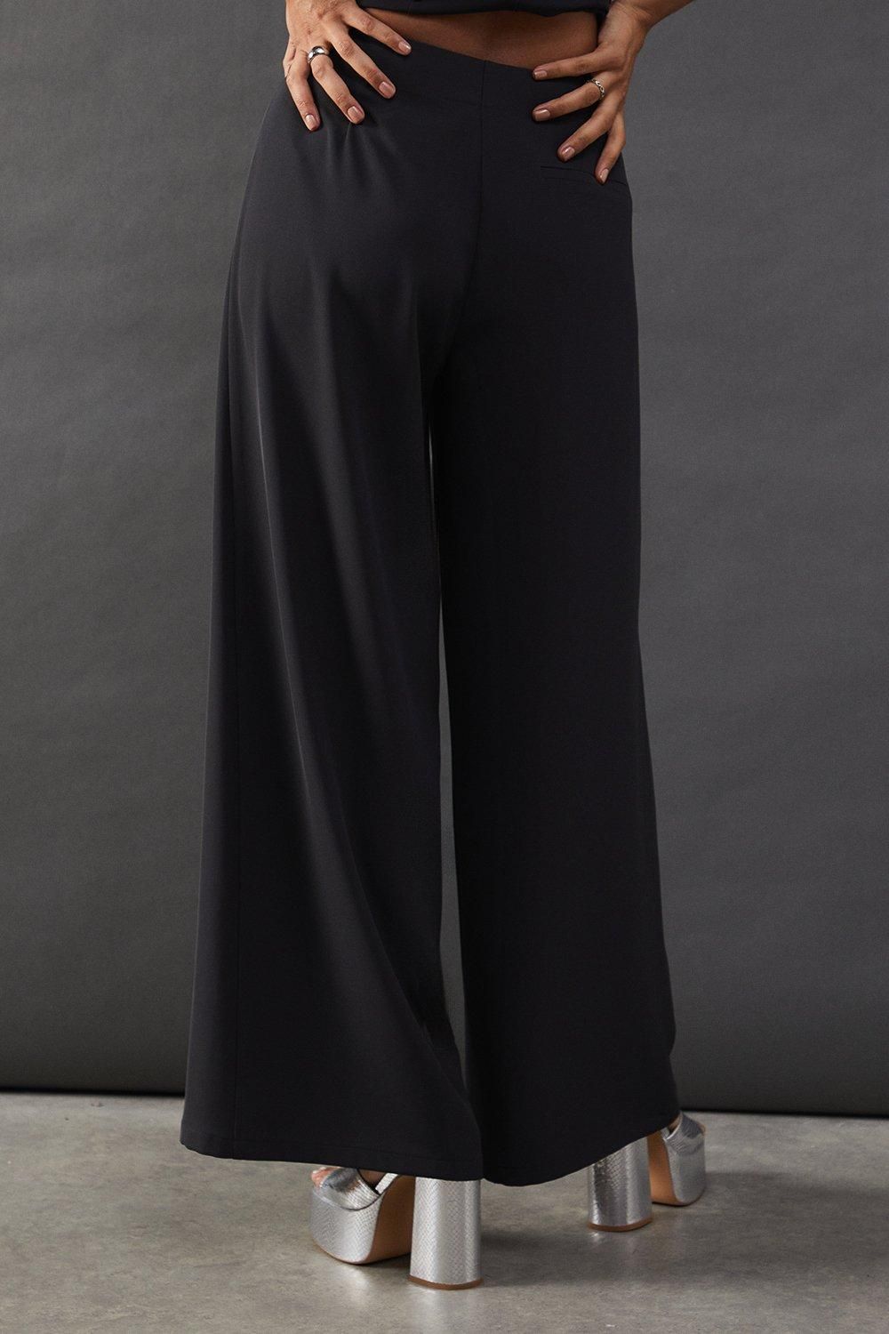 Warehouse Drape Pleat Detail Wide Leg Trouser Charcoal image 3