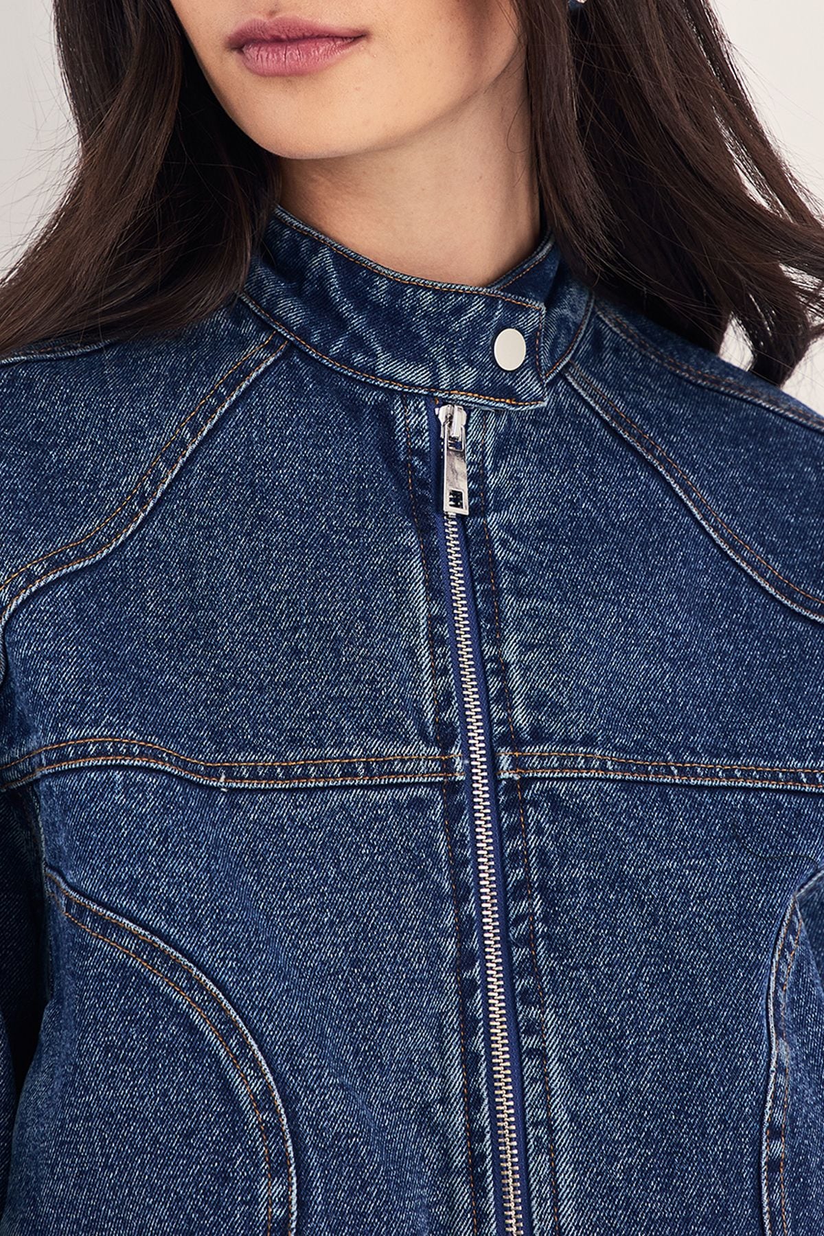 NastyGal Denim Moto Jacket Indigo image 5