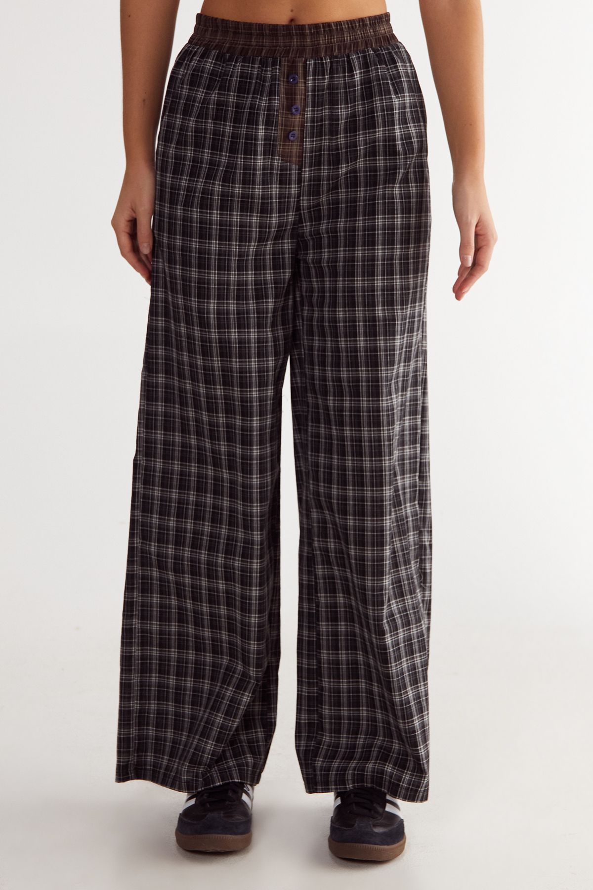 NastyGal Splice Check Straight Leg Pant Navy image 1