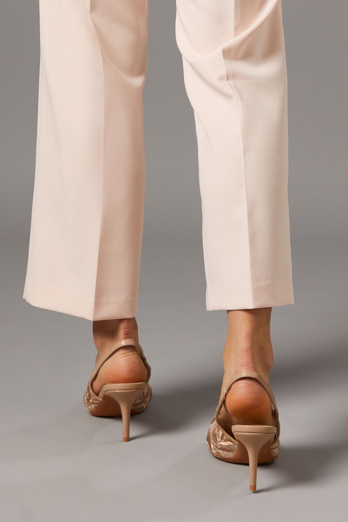 Coast Pattie Embroidered Sheer Medium Heel Slingback Court Shoes Beige image 4