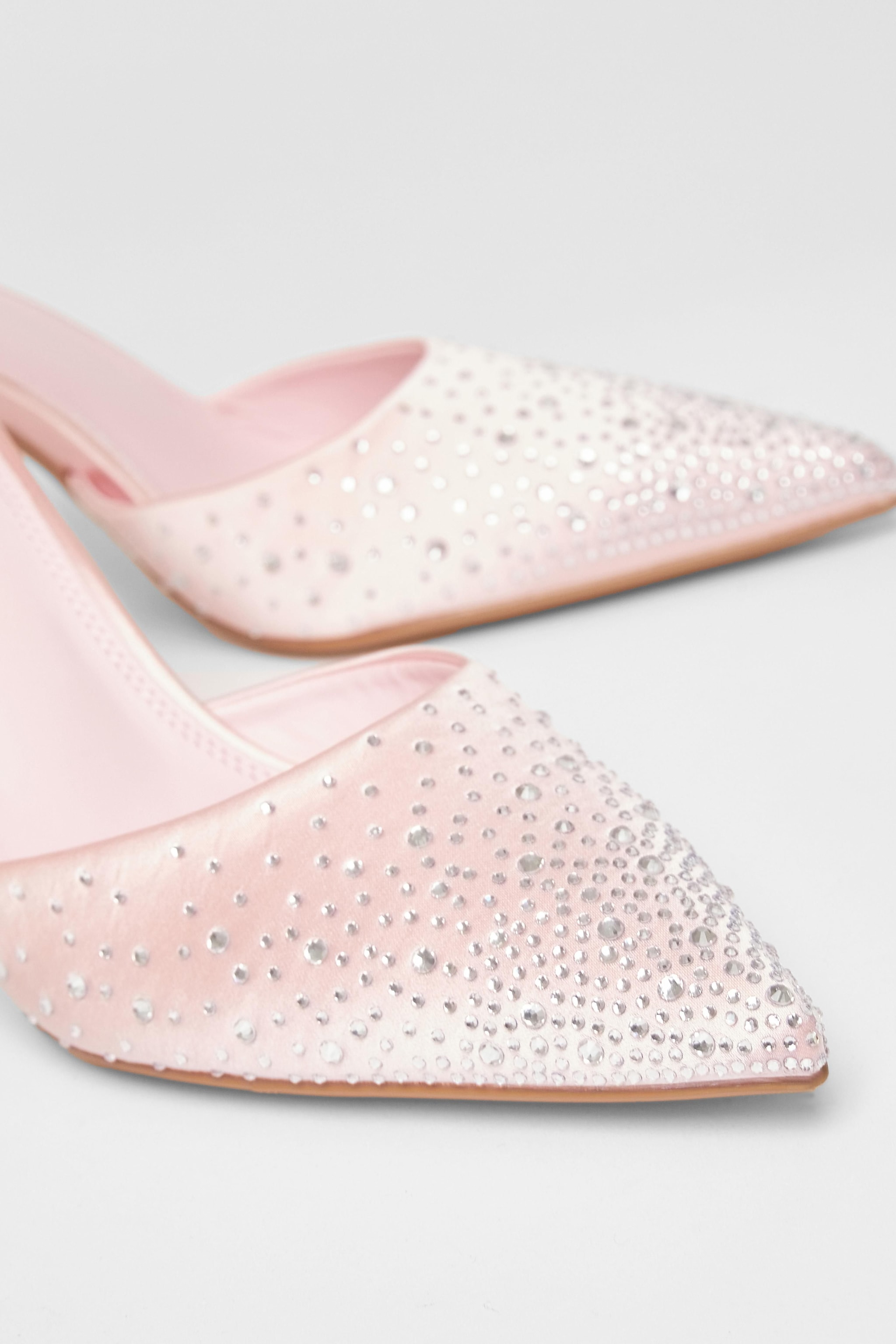 Quiz Pink Diamante Satin Court Heels image 4