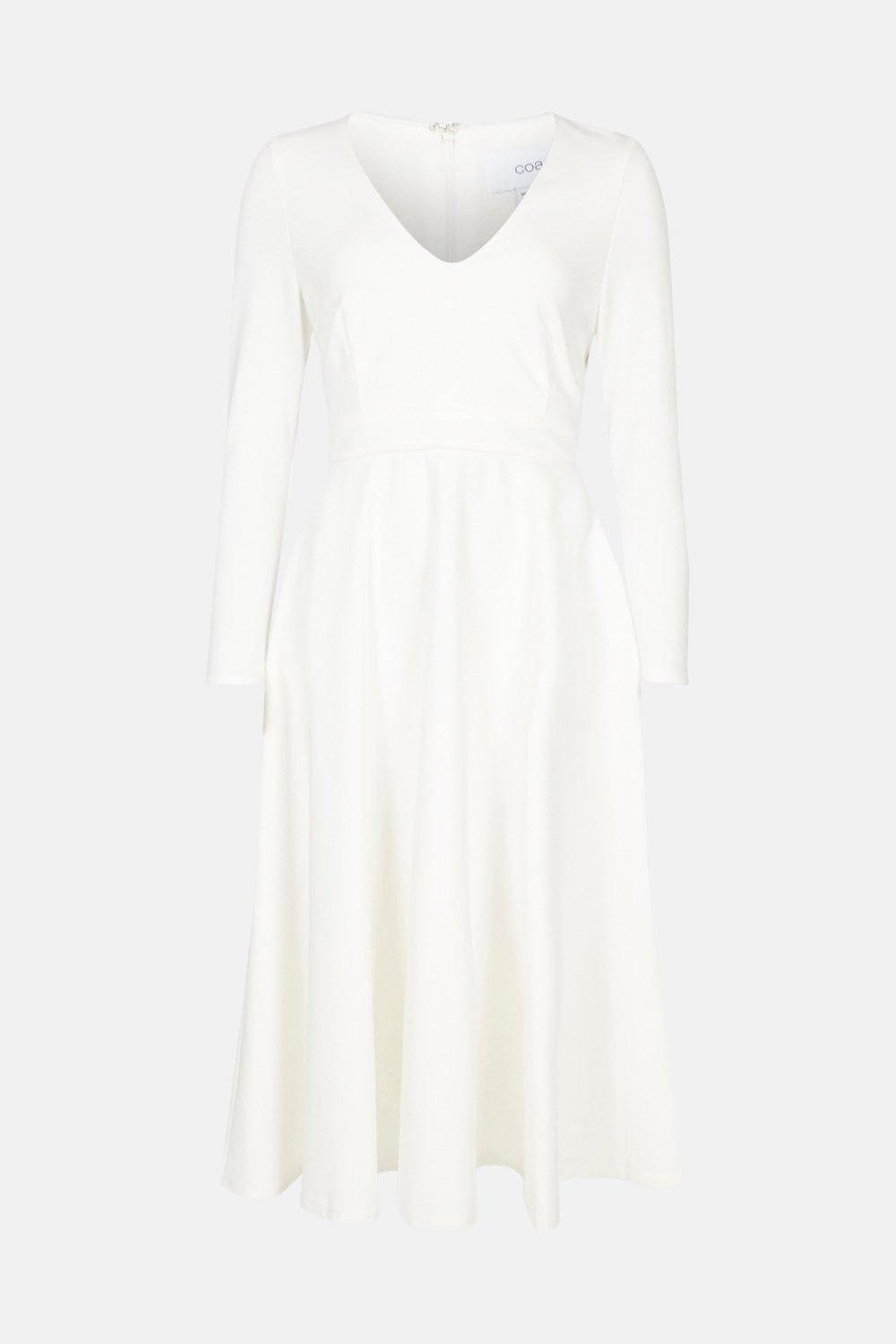 Coast V Neck Full Skirt Midi Wedding Dress Ivory image 5