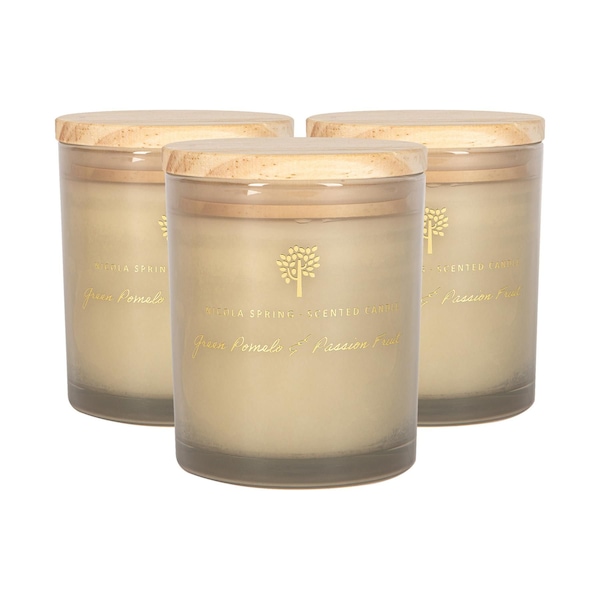 Nicola Spring 130g Pomelo & Passion Fruit Soy Candles - Pack of 3 - Fruity Scented