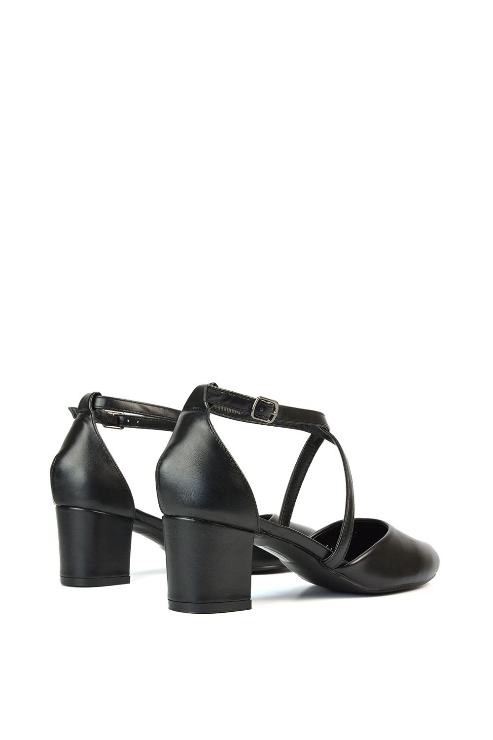 XY London 'Cindy' Strappy Mid Low Block Heel Court Shoes with Ankle Strap image 4