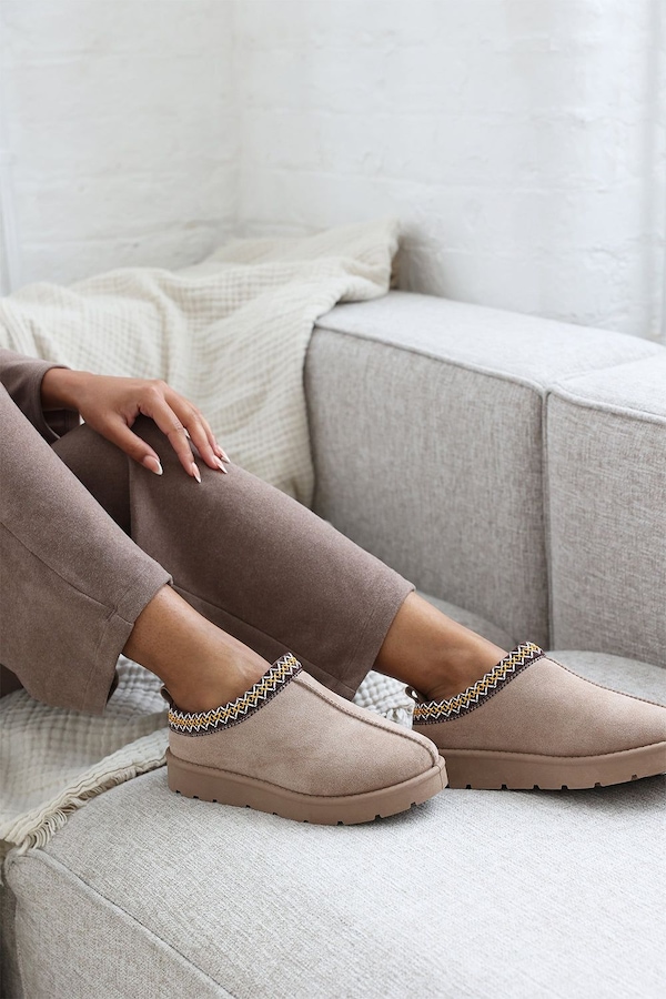 Where's That From 'Reina' Cosy Faux-Suede Fur Lining Slipper