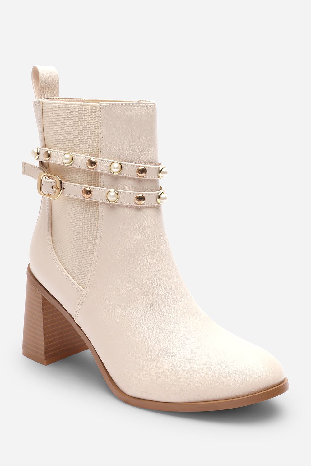 Where's That From 'Yalina' Ankle Boots with Pearl Embellished Strap and Block Heel image 3