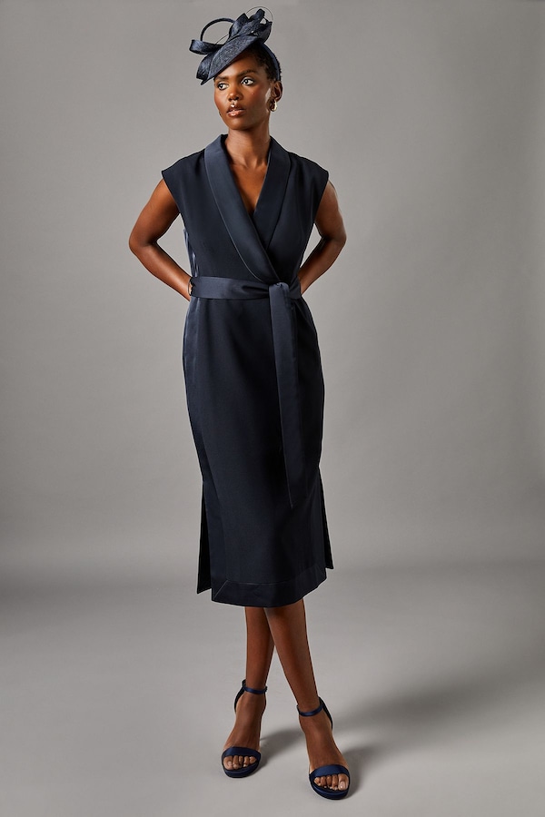 Coast Tux Satin Dress Navy