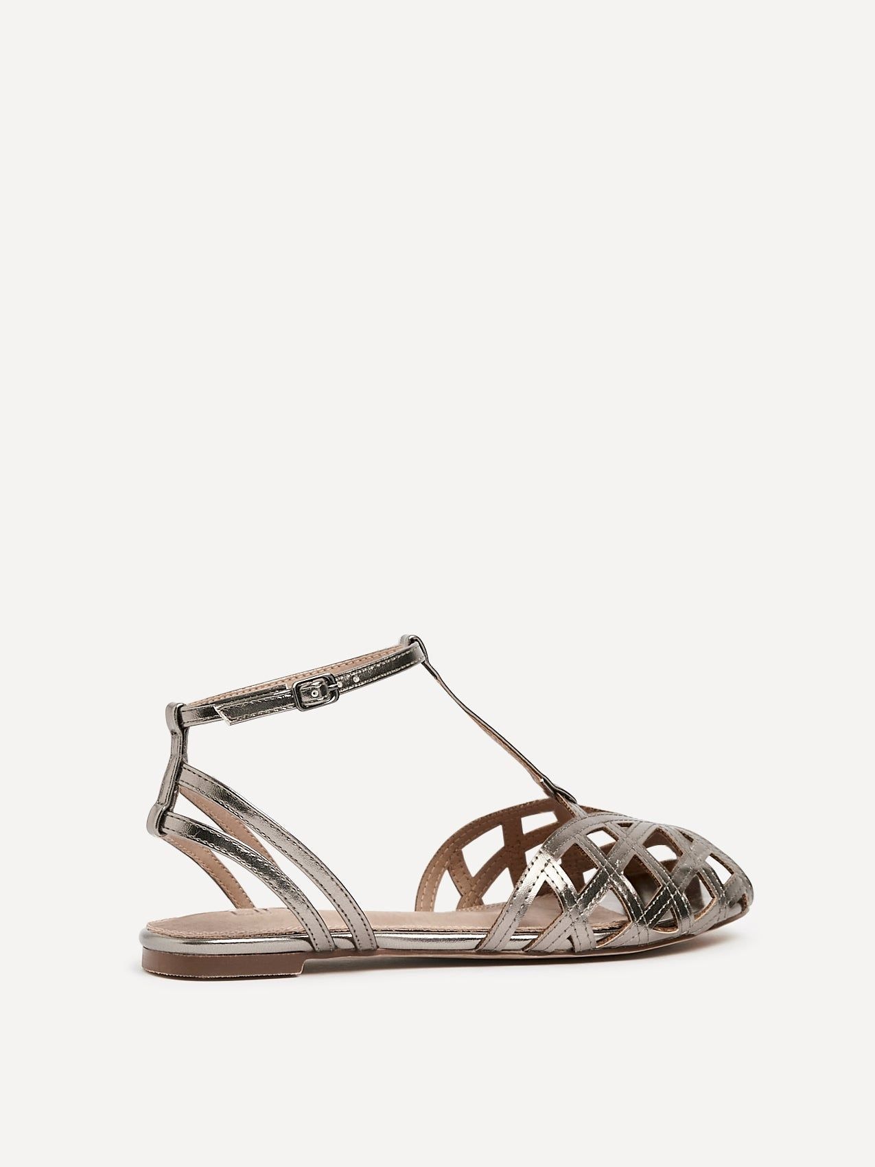 Linzi Santi Pewter Faux Leather Caged Flat Sandal image 5