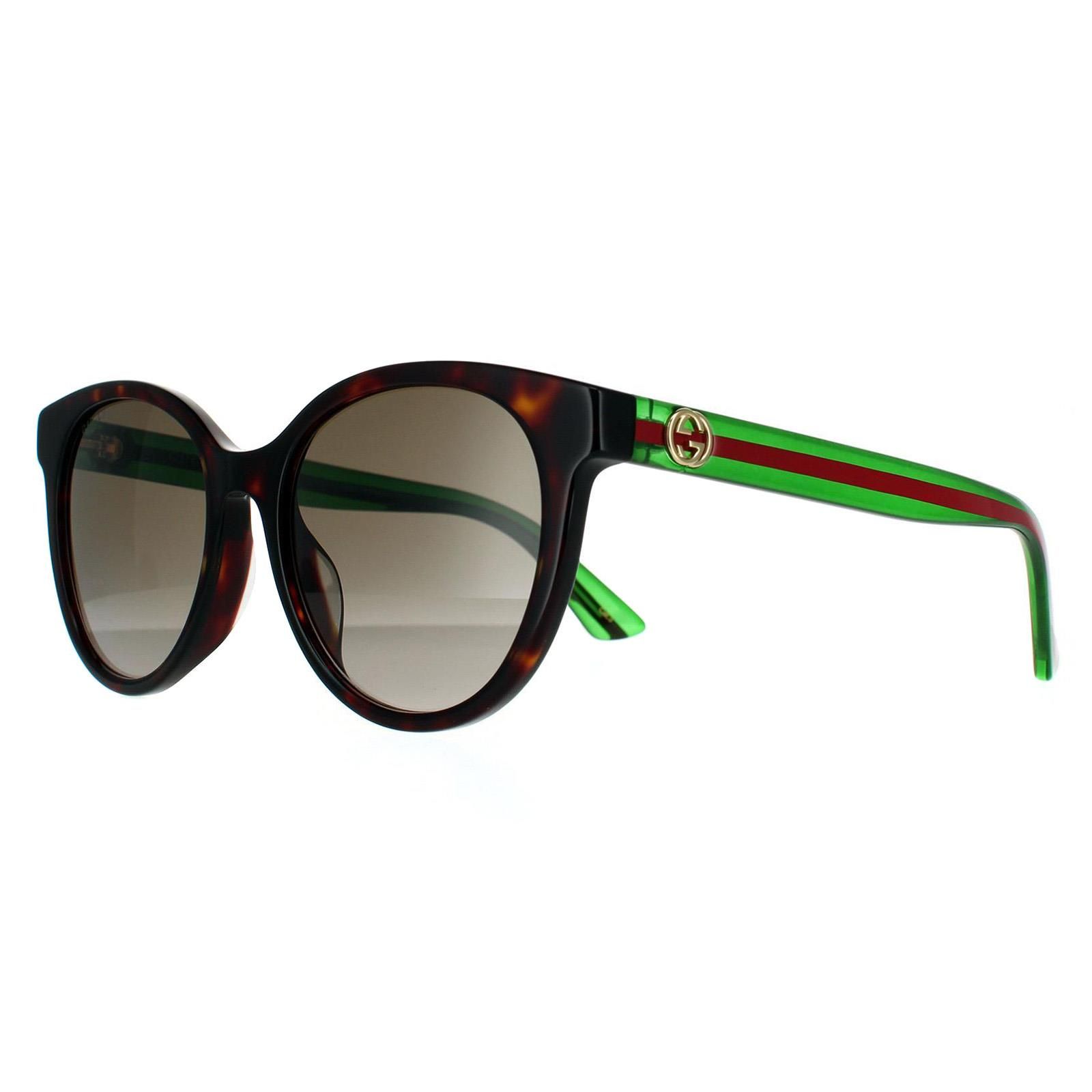 Gucci Round Havana With Green and Red Brown Gradient Sunglasses image 2