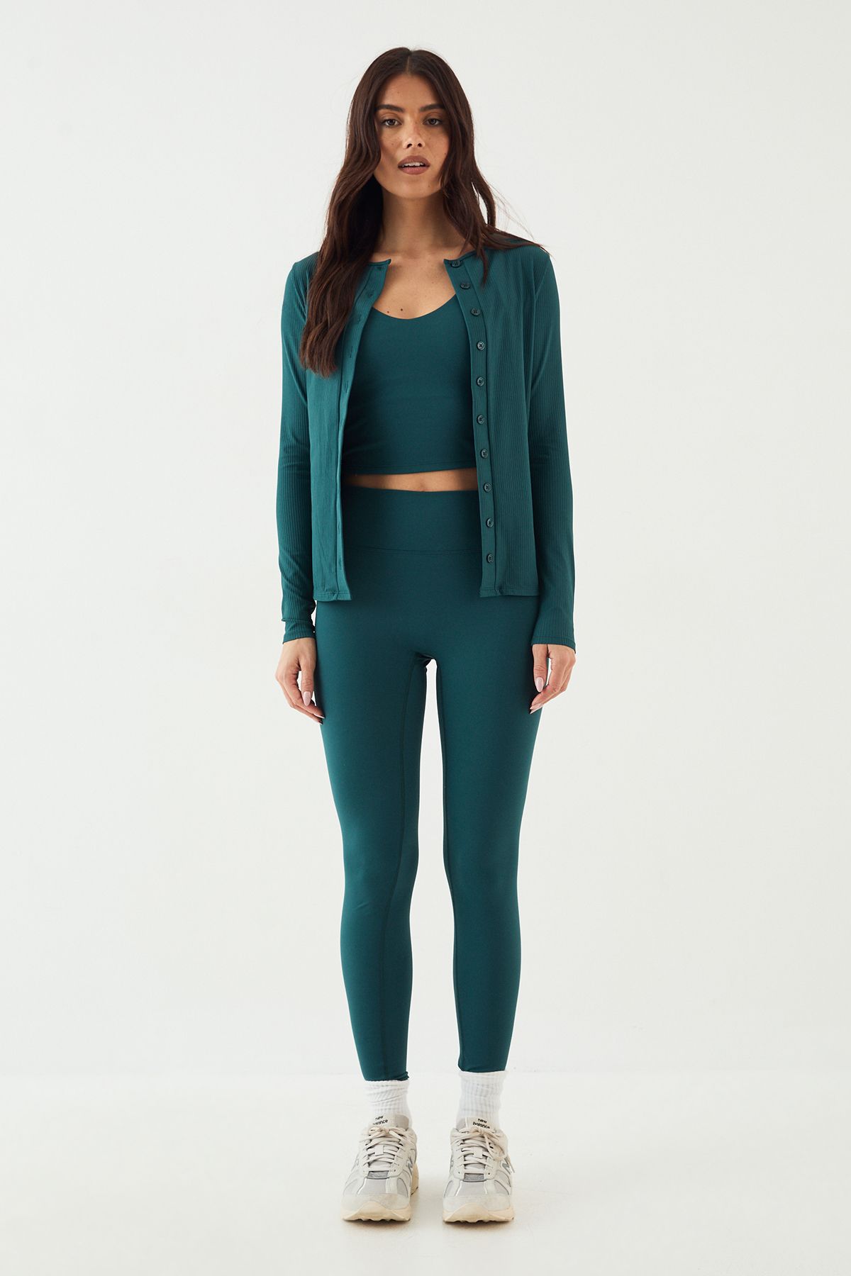 DSGN Studio DSGN Studio Ultra Sculpt Rib Button Through Long Sleeve Top Pine image 5