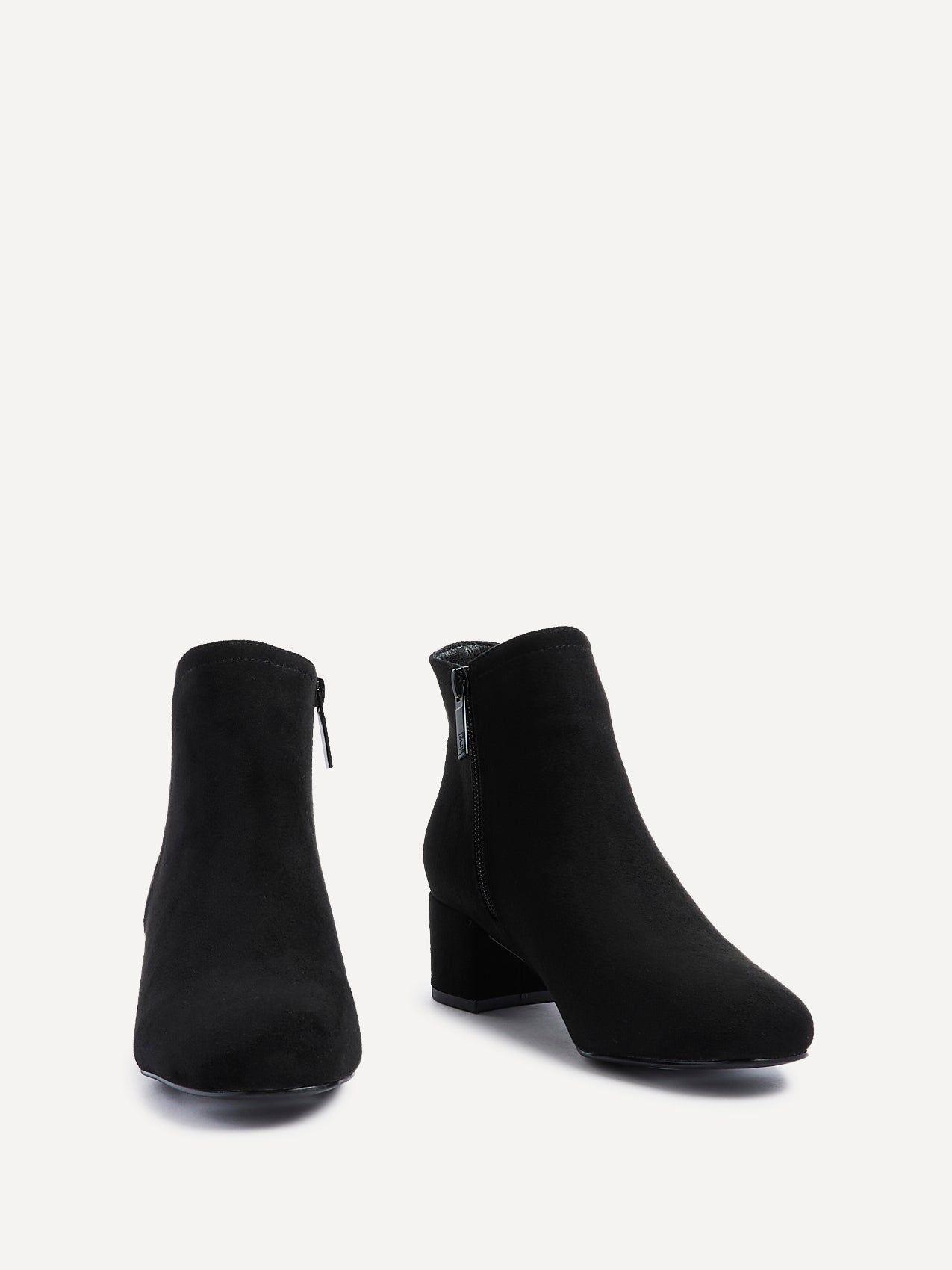 Linzi Manor Black Faux Suede Block Heeled Ankle Boot image 3