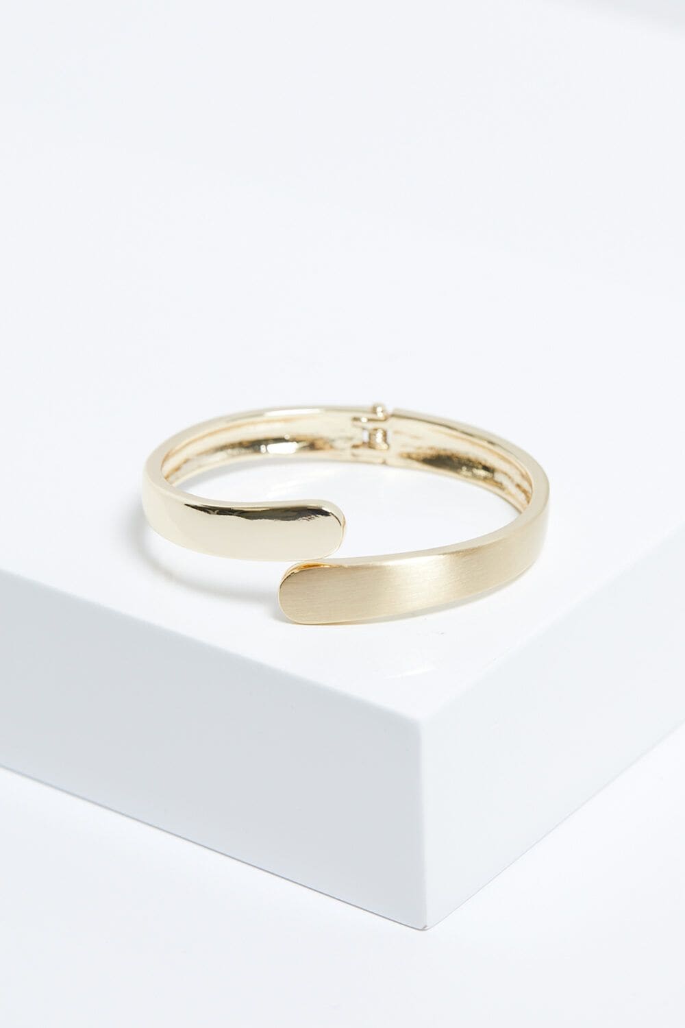 Jon Richard Gold Plated Polished And Satin Open Hinge Bangle image 3