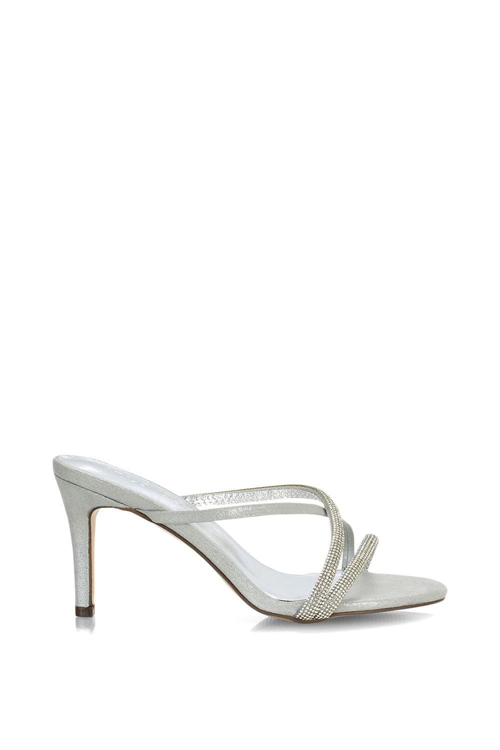 XY London 'Teddie' Diamante Cross Over Strappy Sandal Stiletto High Mule Heels image 1