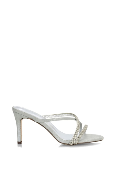 XY London 'Teddie' Diamante Cross Over Strappy Sandal Stiletto High Mule Heels