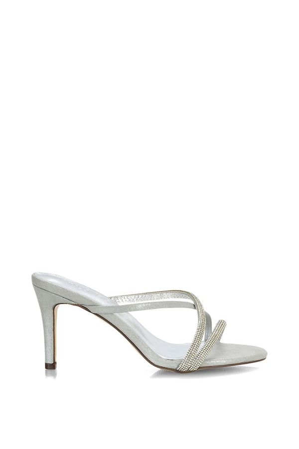 XY London 'Teddie' Diamante Cross Over Strappy Sandal Stiletto High Mule Heels