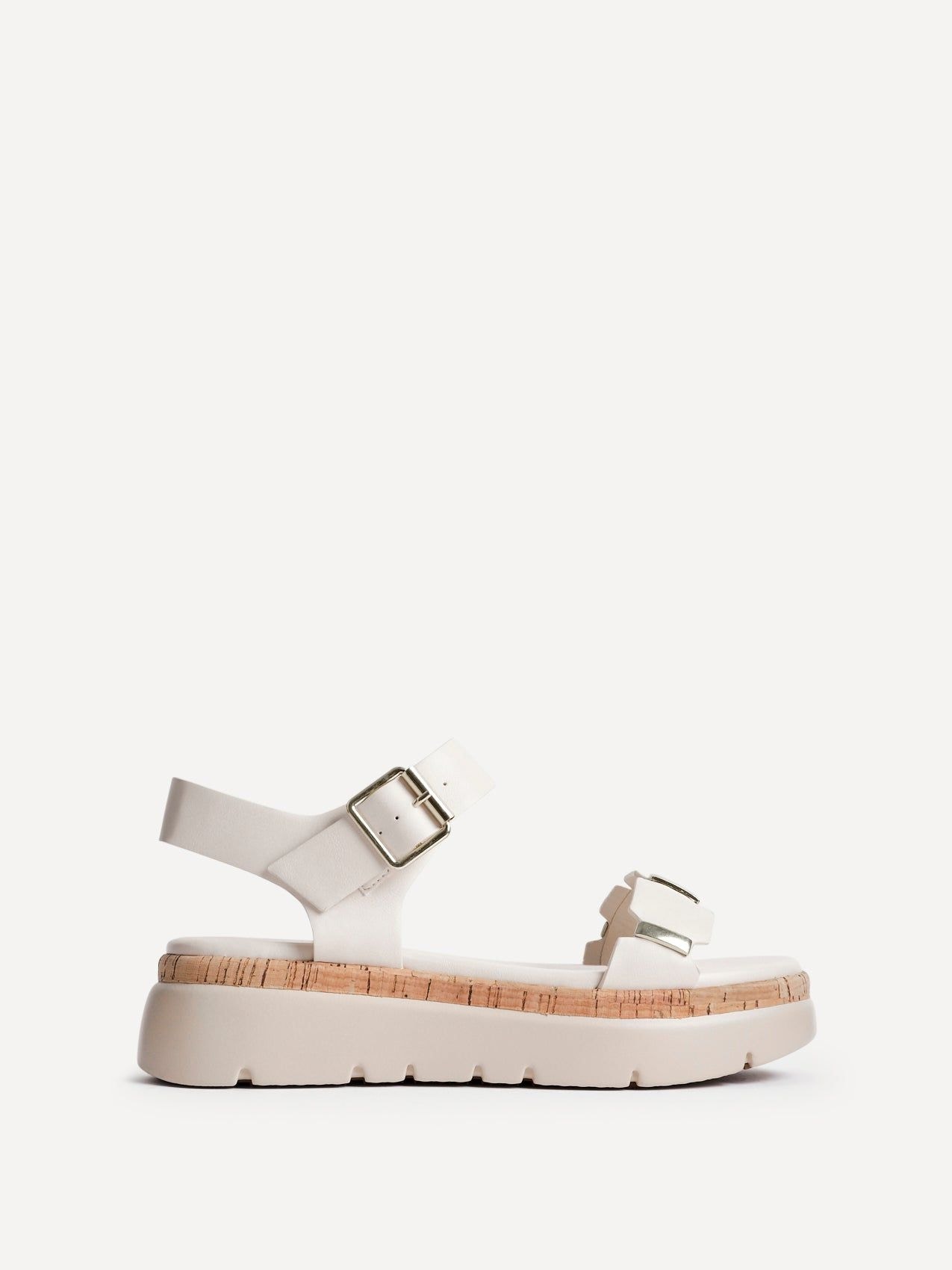 Linzi Stride Nude Faux Leather Flatform Sandal image 1