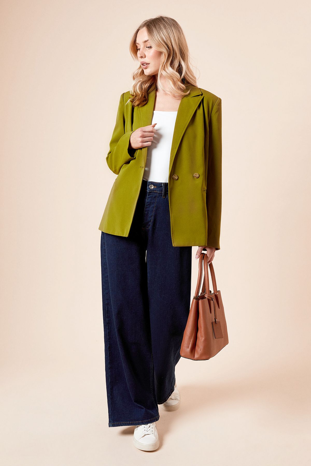 Dorothy Perkins Tailored Seam Front Detail Blazer Khaki image 2