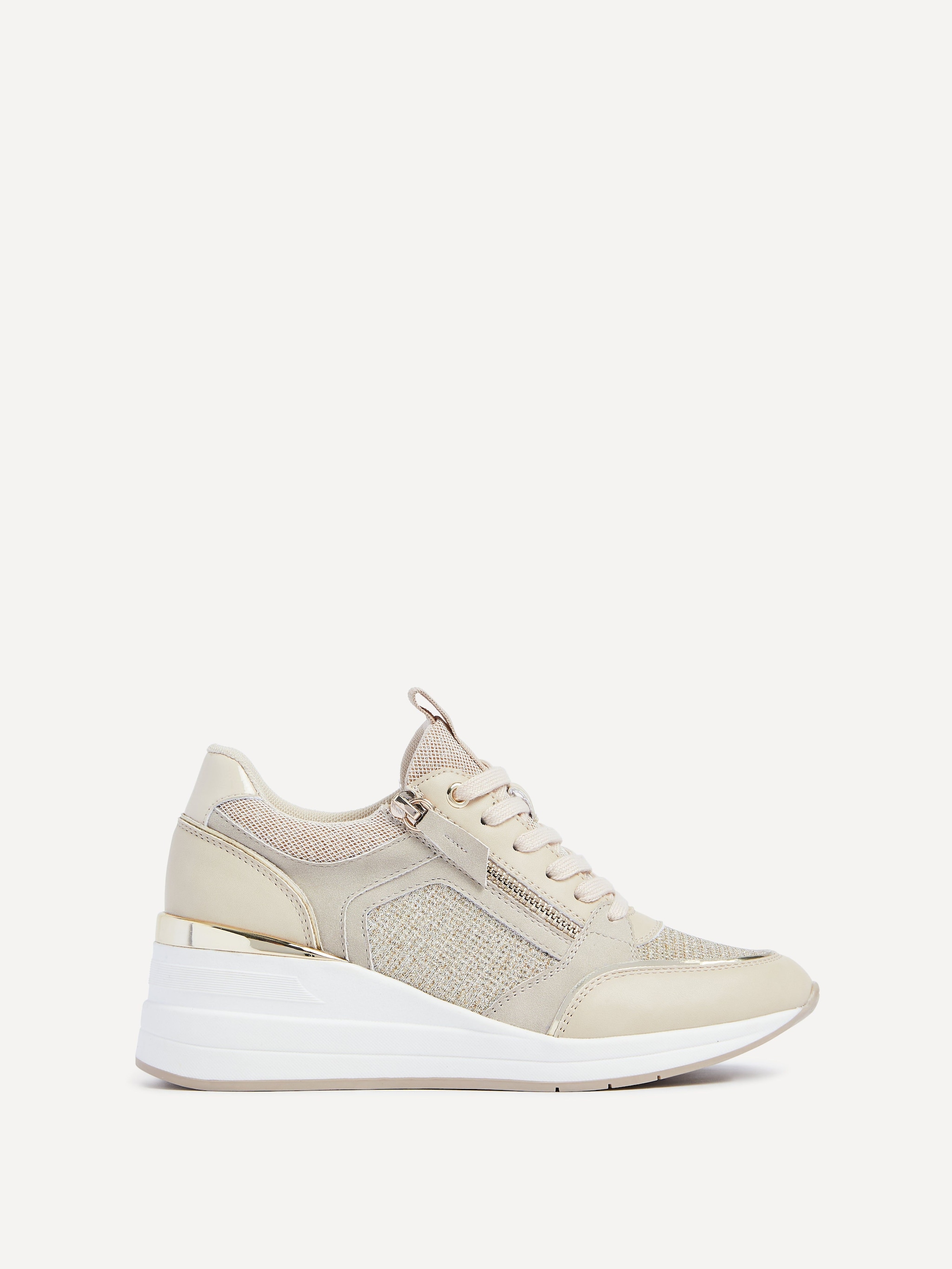 Linzi Everett Gold & Nude Wedged Trainer image 1