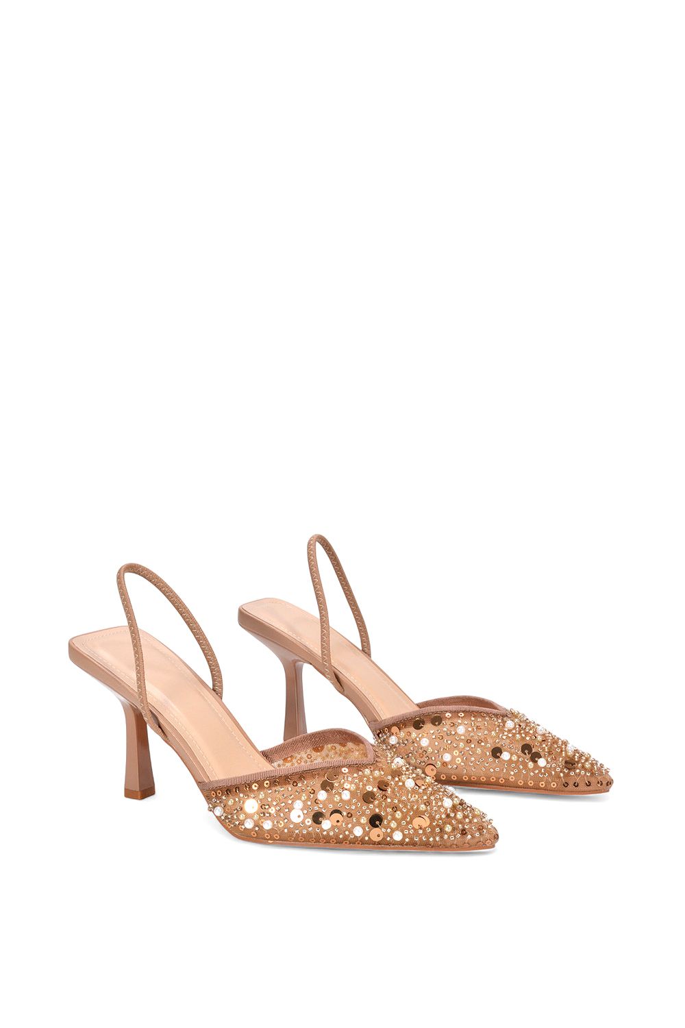 XY London 'Gaynor' Stiletto Heel Slingback Sequin Court Shoes image 3