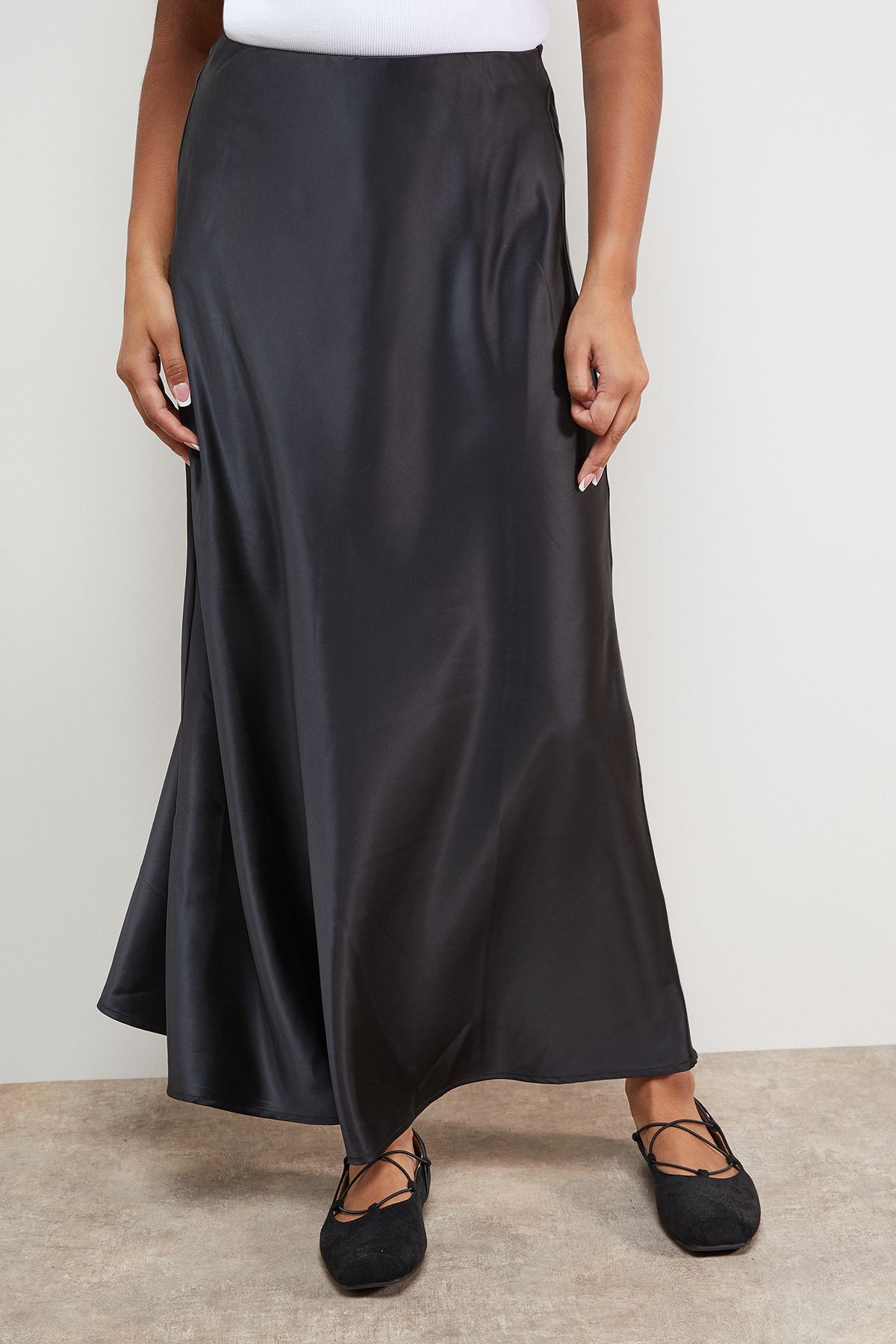 Oasis Satin Bias Cut Maxi Skirt Black image 2