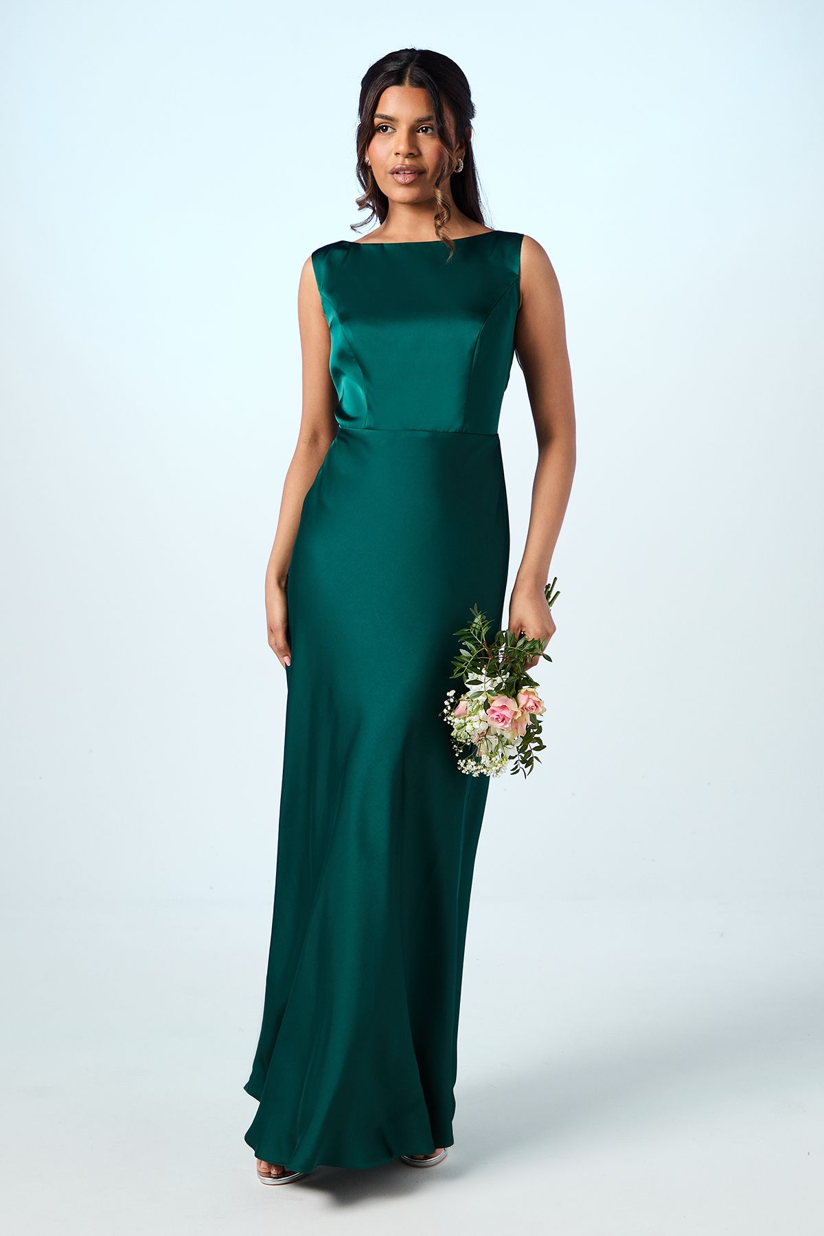 Coast Petite Sleeveless Satin Bridesmaid Dress Emerald image 1