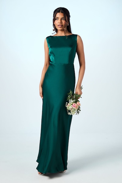 Coast Petite Sleeveless Satin Bridesmaid Dress Emerald