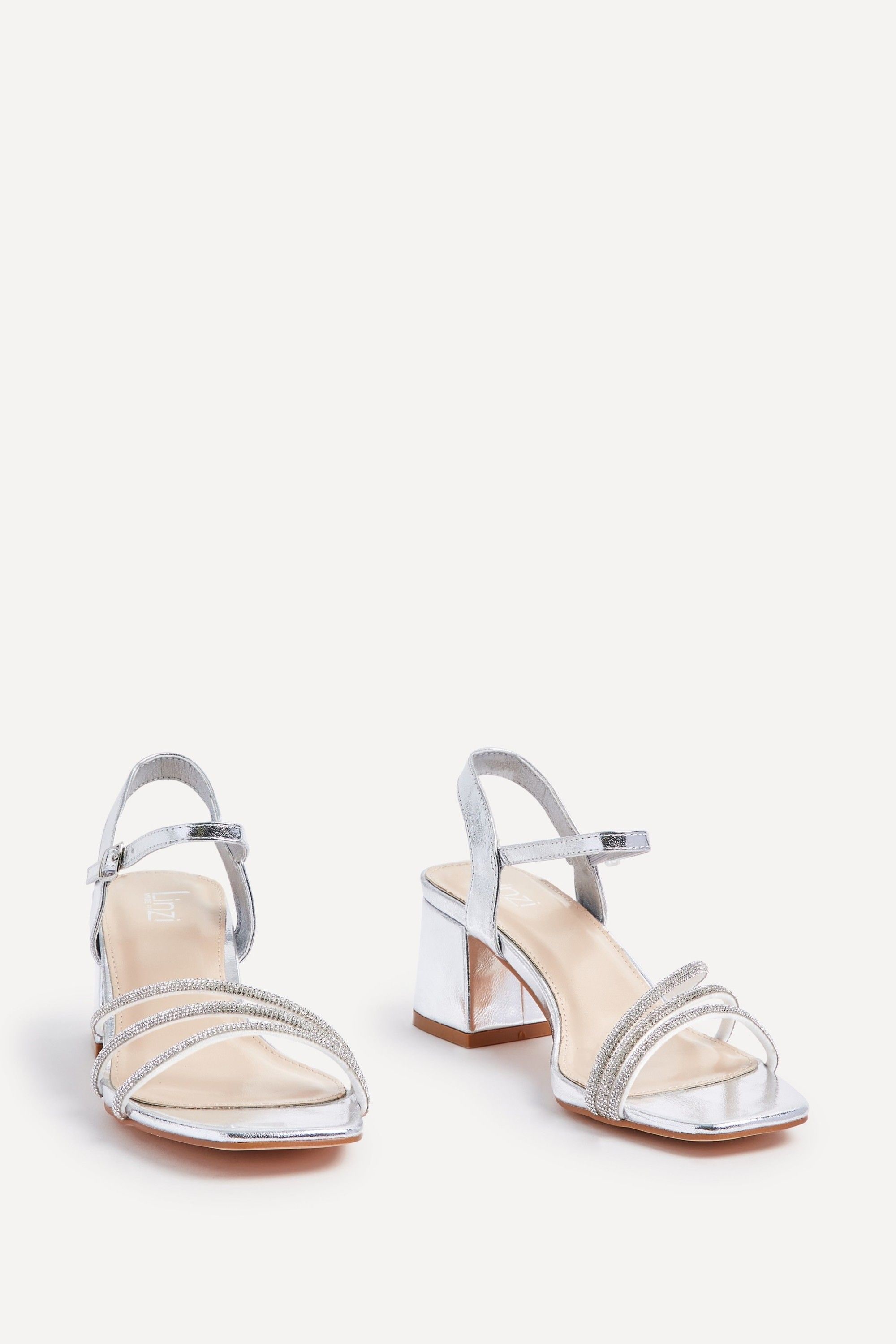 Linzi Mariah Wide Fit Silver Faux Leather Open Back Heel image 3