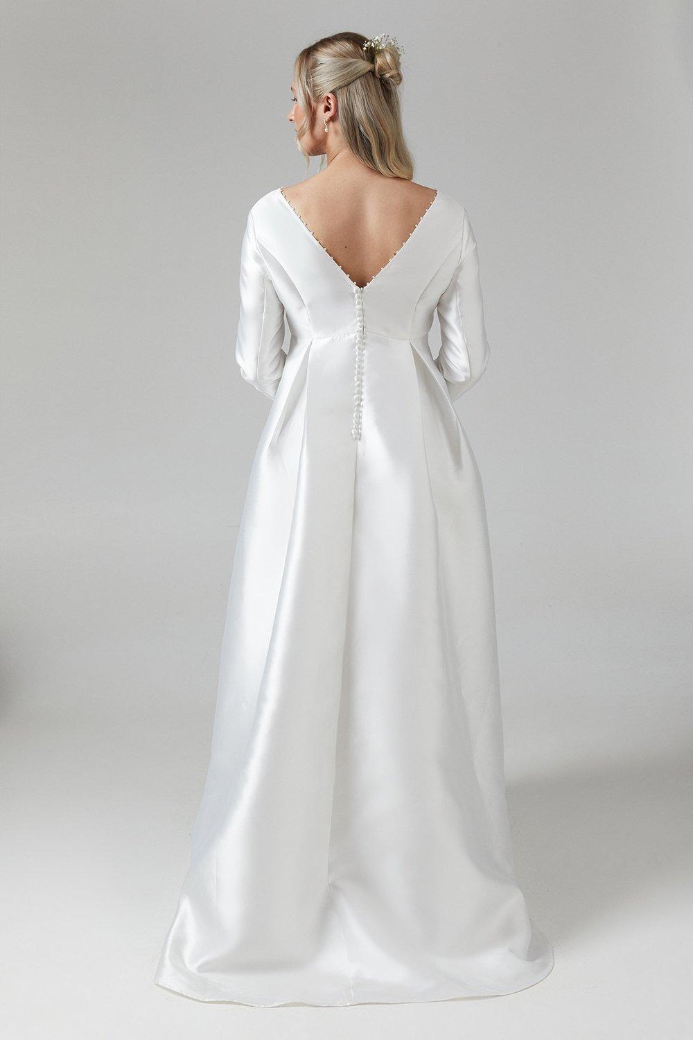 Coast Maternity Faux Pearl Detail Twill Wedding Dress Ivory image 3