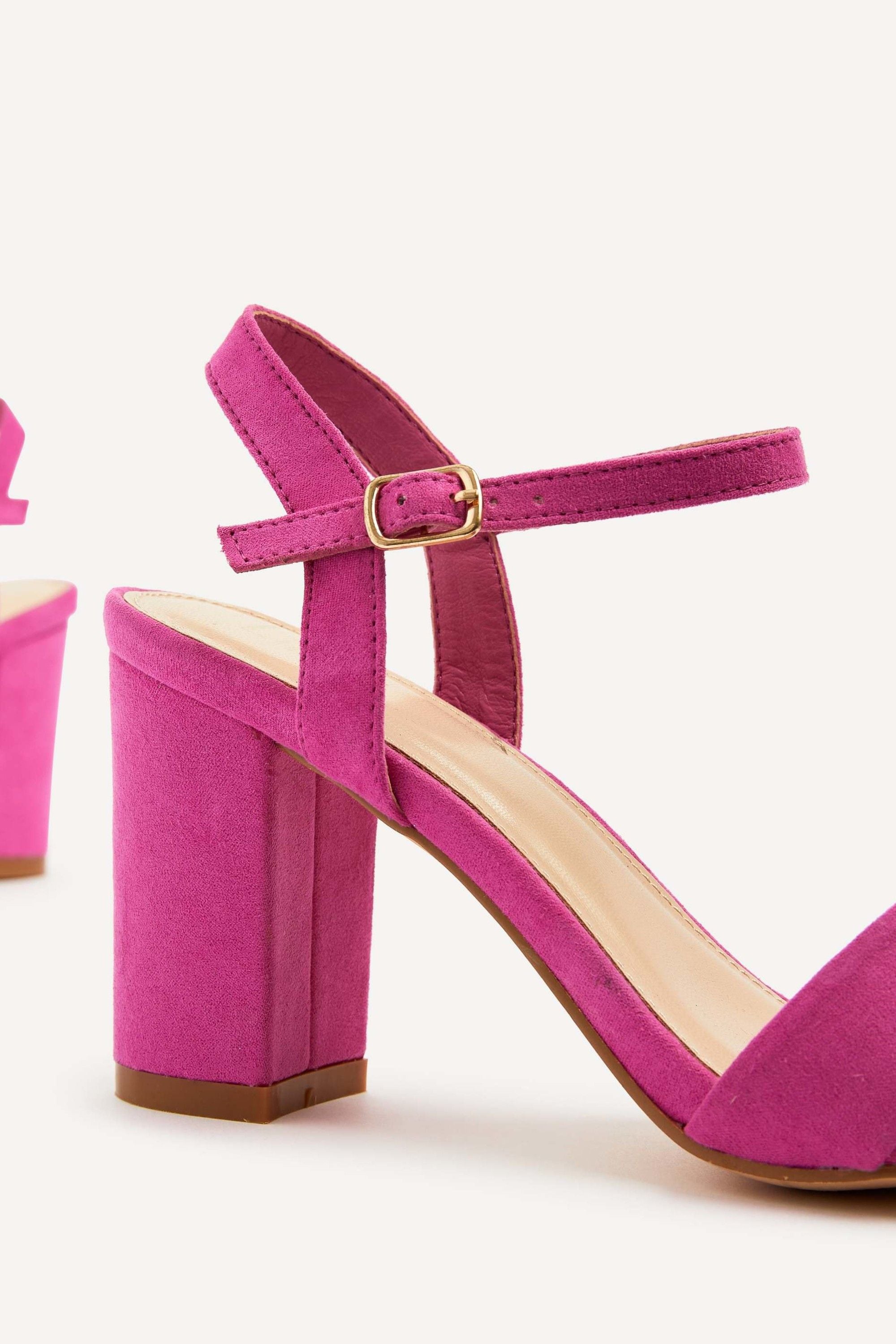 Linzi Skyline Pink Faux Suede Open Back Barely There Block Heeled Sandal image 4