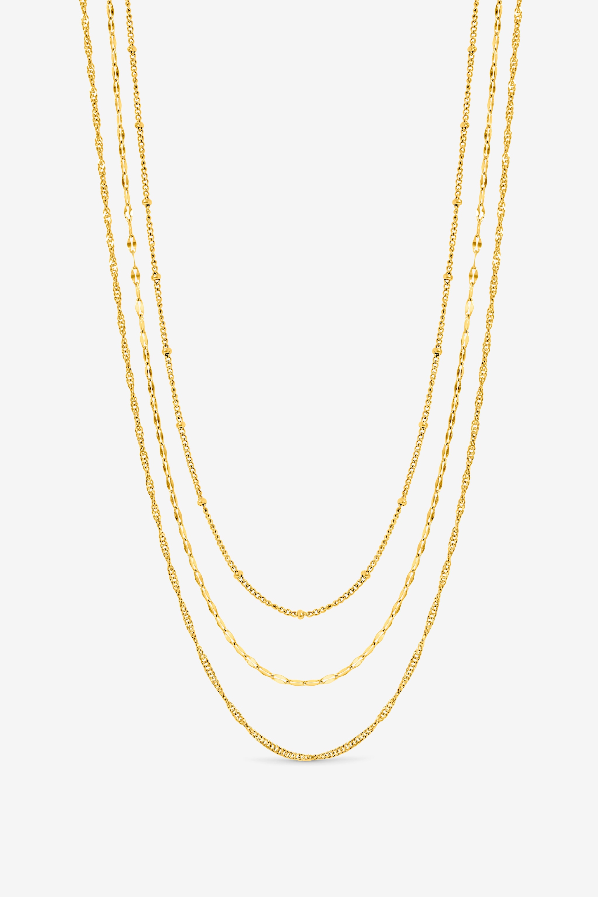 Jon Richard Gold Plated Waterproof Multirow Necklace - Pack of 3 image 1